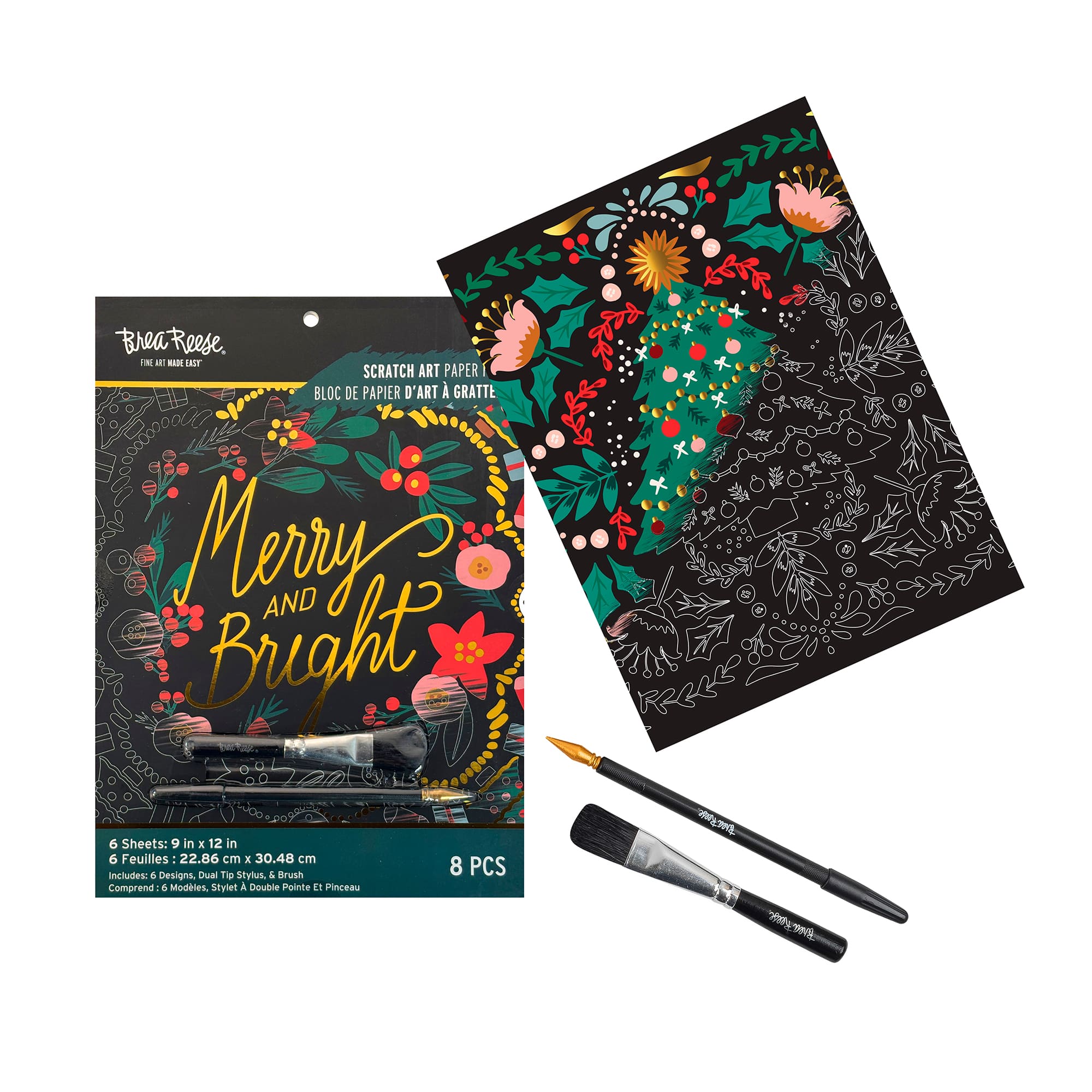 Brea Reese&#x2122; 9&#x22; x 12&#x22; Holiday Motif Scratch Art Paper Pad