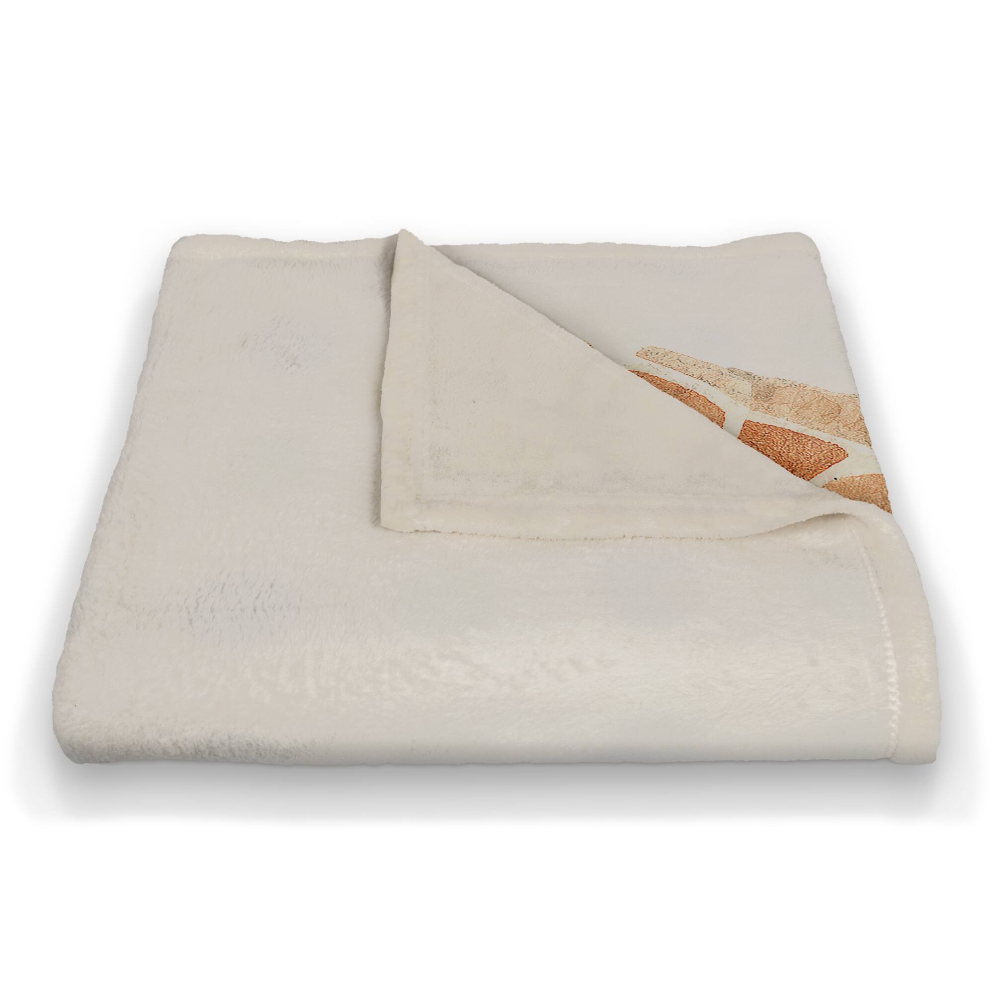 50" x 60" Giraffe Smelling Flowers Coral Fleece Blanket