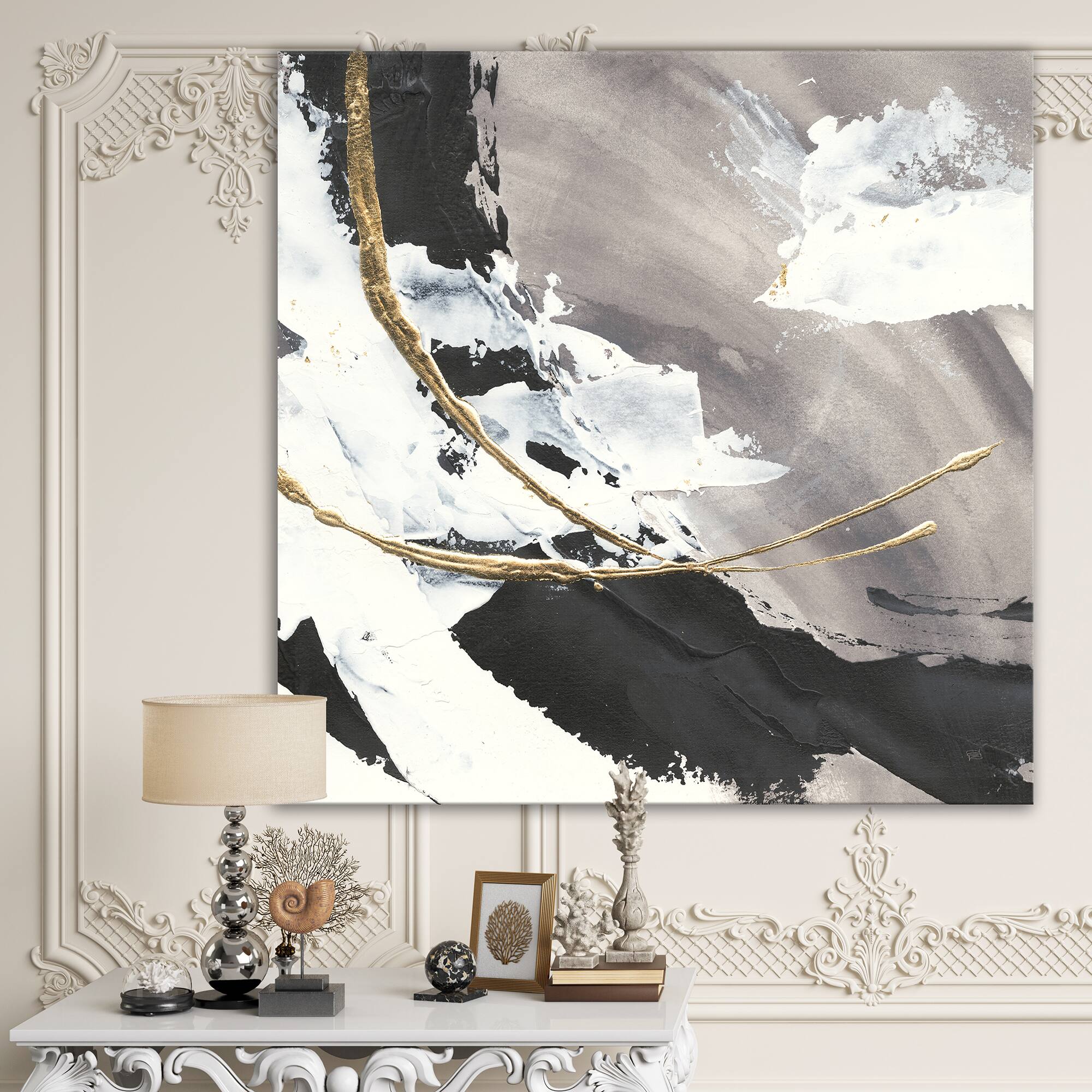 Designart - Glam Painted Arcs II - Transitional Canvas Artwork