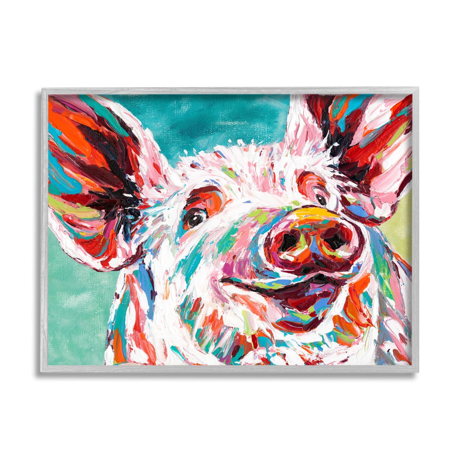 Stupell Industries Brightly Painted Pig Framed Wall Art