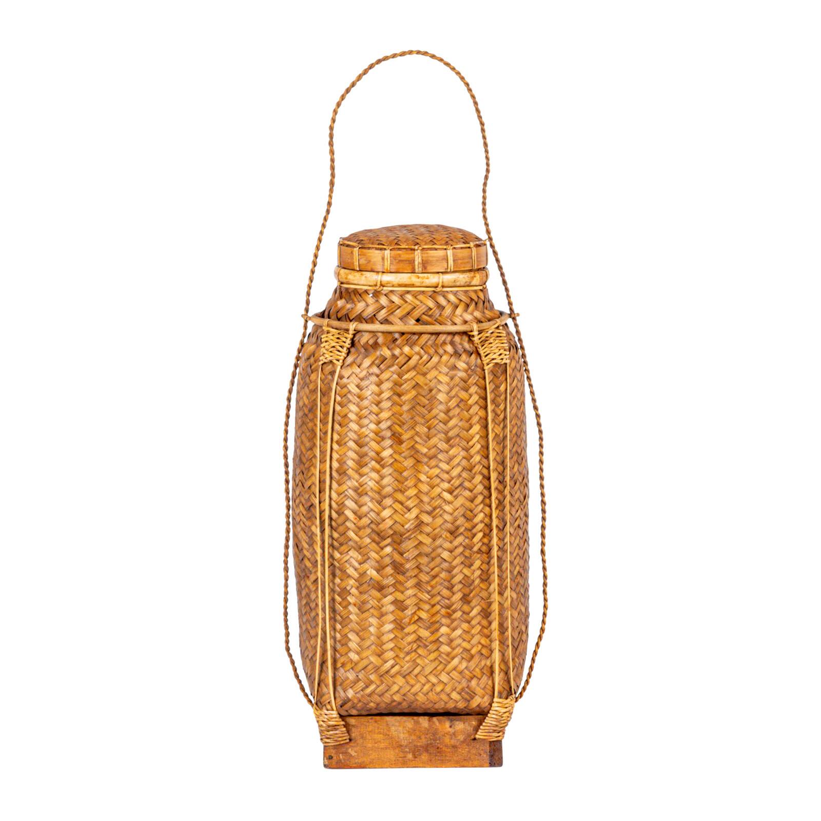 Hello Honey® 19" Natural Artisanal Bamboo & Rattan Lidded Container