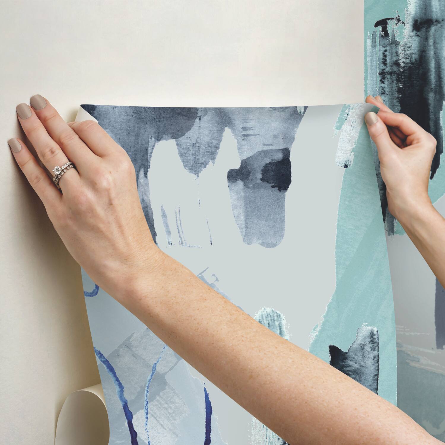 RoomMates Tamara Day Blue Abstraction Peel &#x26; Stick Wallpaper Mural