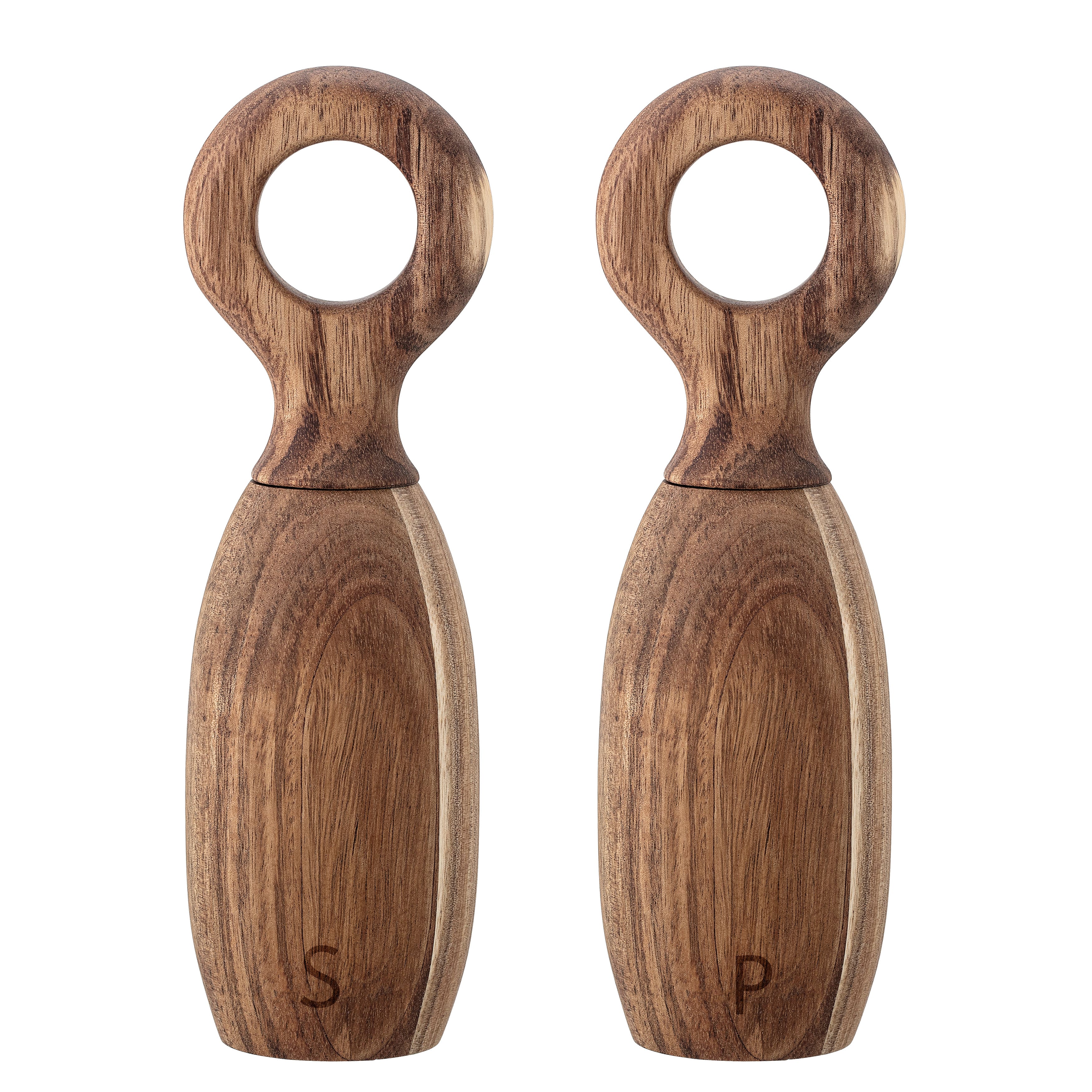 8&#x22; Brown Acacia Wood Salt &#x26; Pepper Mill Set