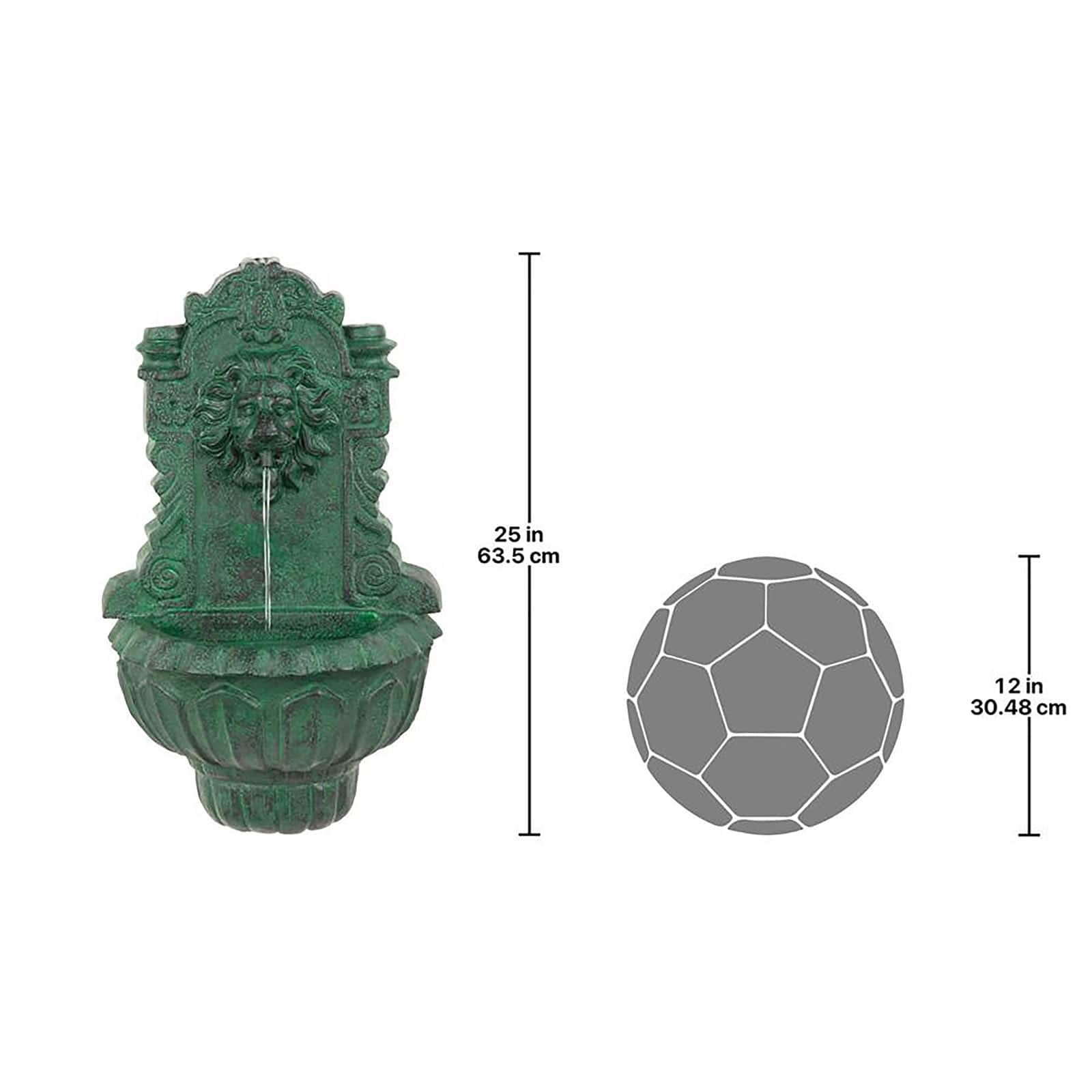 25" Casa Del Lago Lion Head Wall Niche Sculptural Fountain