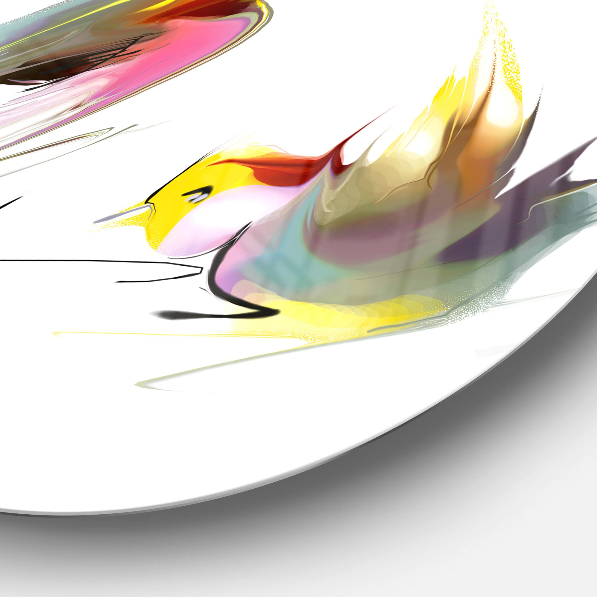 Designart - Flying Birds Illustration' Disc Large Animal Metal Circle Wall Art