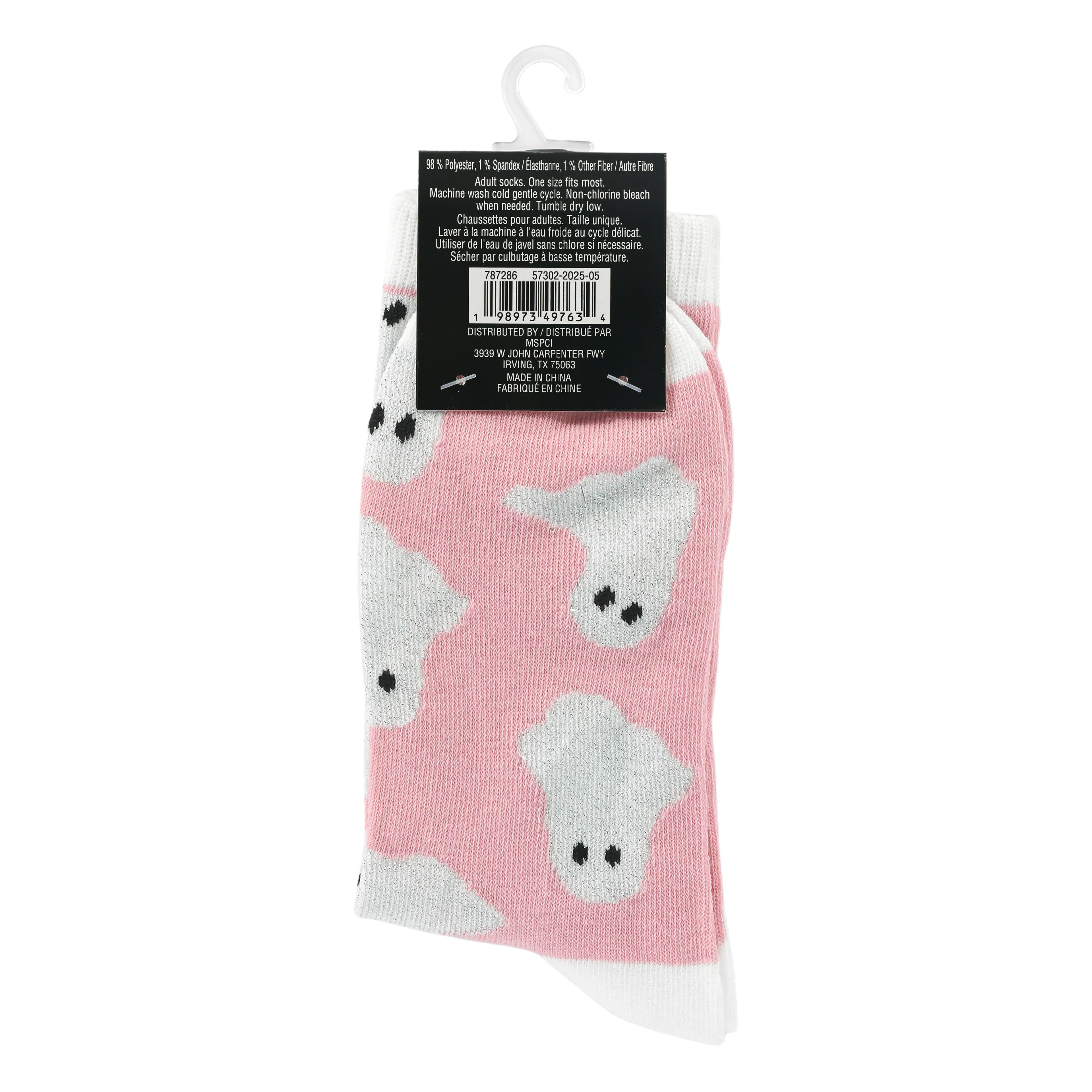 Pink &#x26; White Ghost Adult Crew Socks by Celebrate It&#x2122;