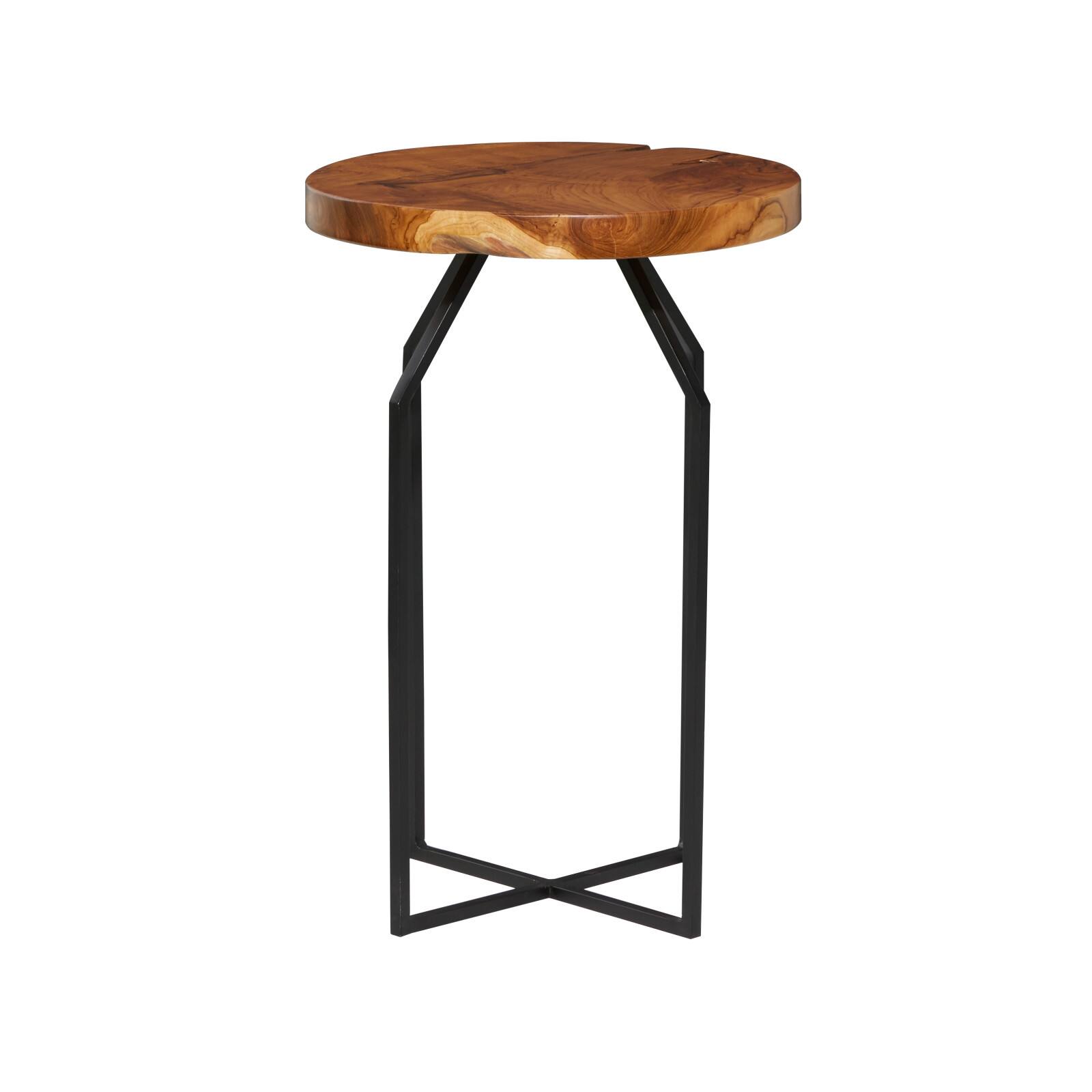 24" Brown Teak Wood Contemporary Accent Table
