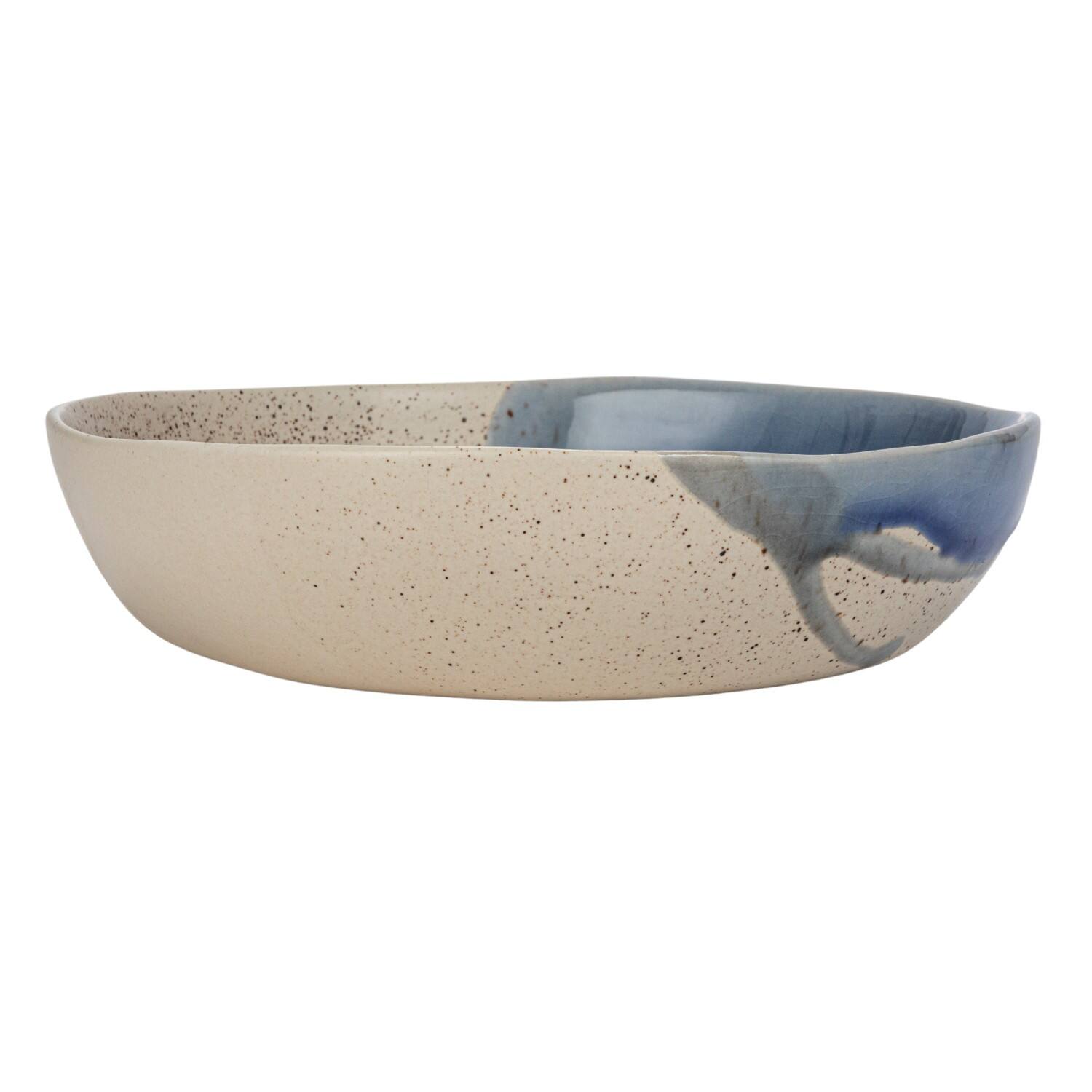 Hello Honey® 8.25" Blue & Cream Crackle Glaze Stoneware Serving Bowl
