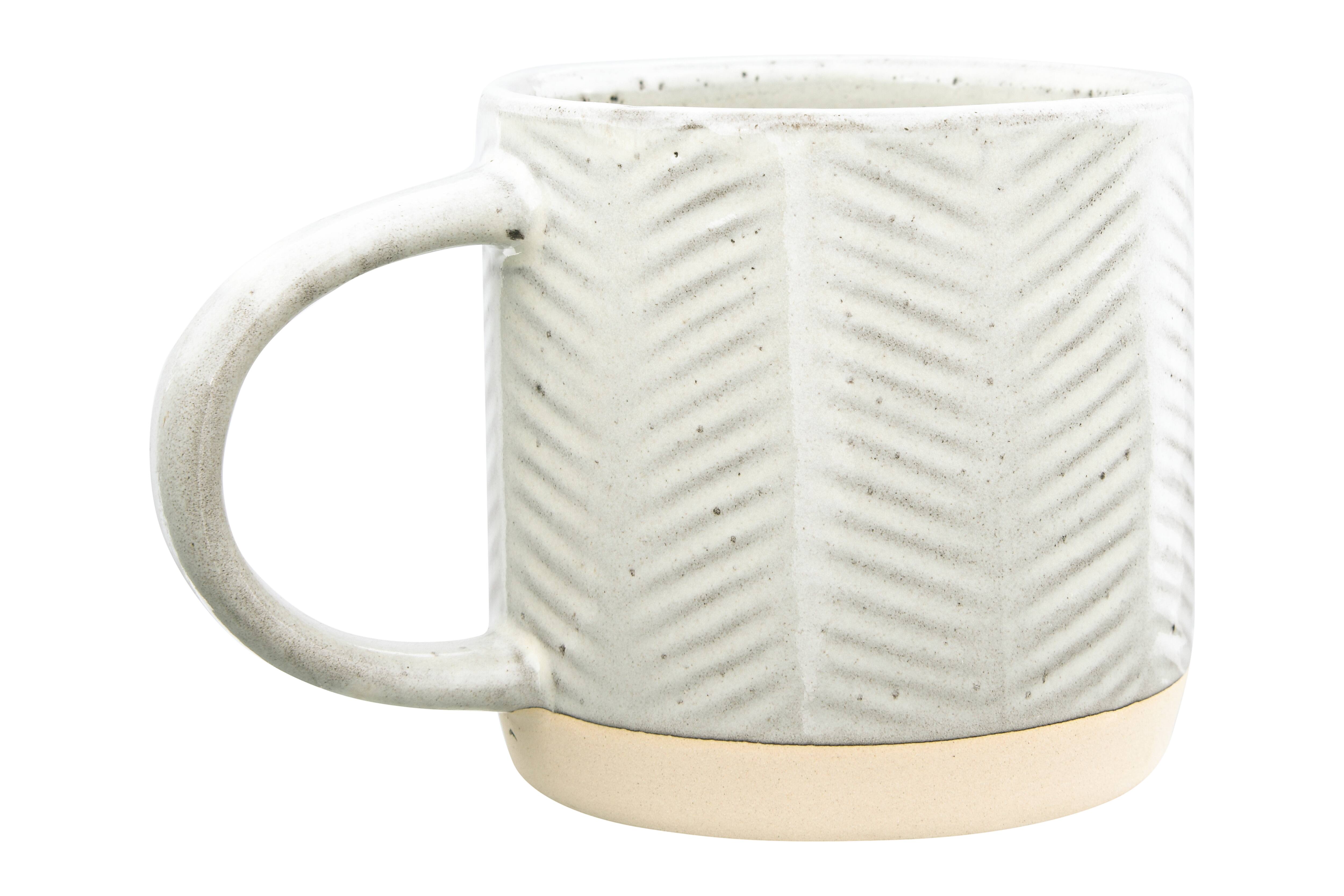 Hello Honey® Cream Debossed Reactive Glaze Stoneware Mug Set