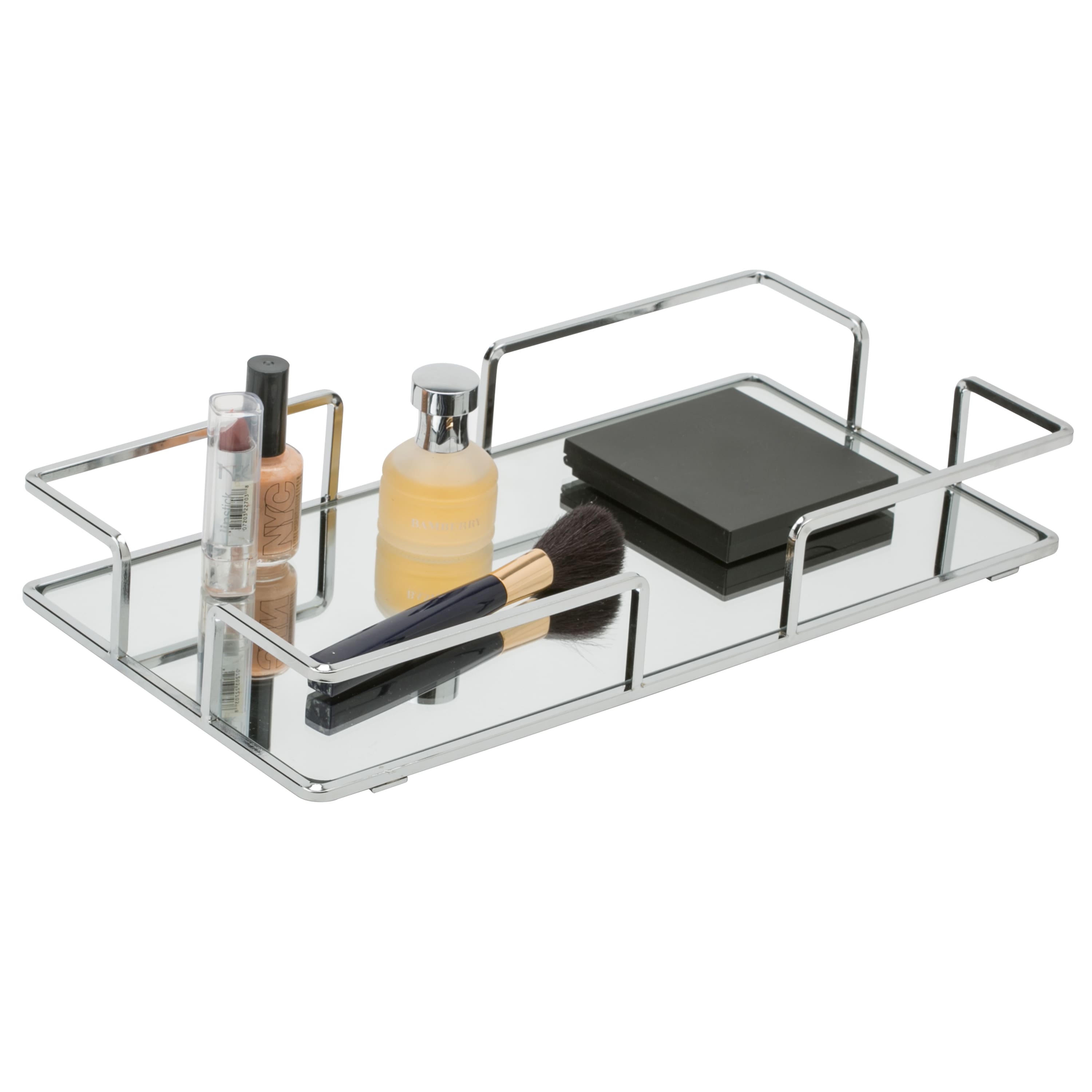 Home Details 14&#x22; Chrome Modern Rectangular Mirror Vanity Tray