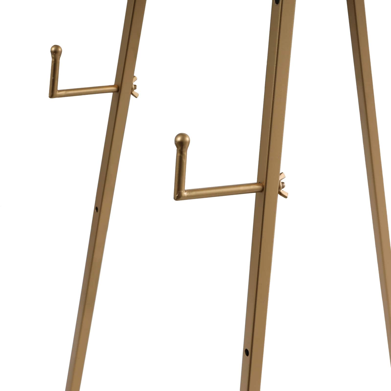 51.5&#x22; Gold Metal Adjustable Minimalistic Floor Easel with Circular Ring Top