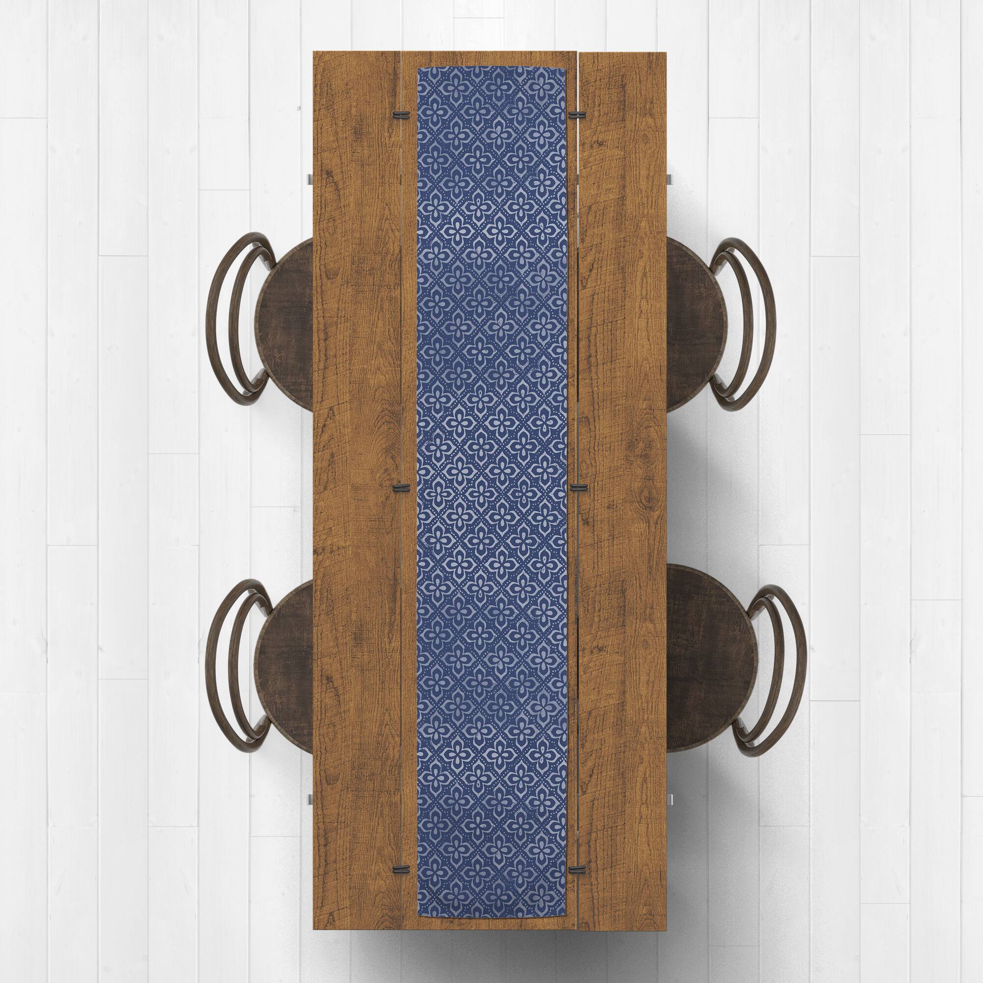 Navy Quatrefoils Outdoor Table Runner