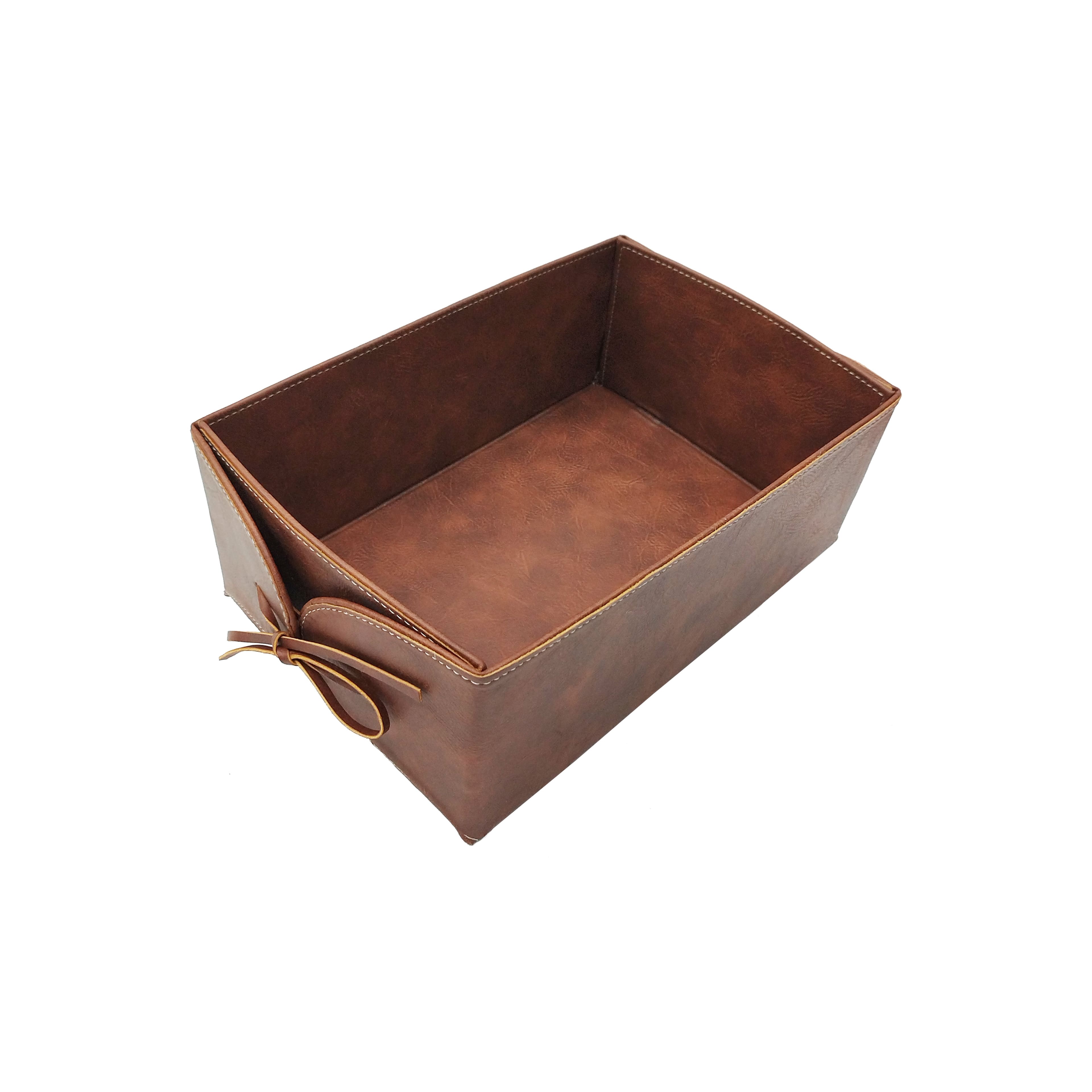 Large Warm Brown Decorative Faux Leather Bin by Ashland®