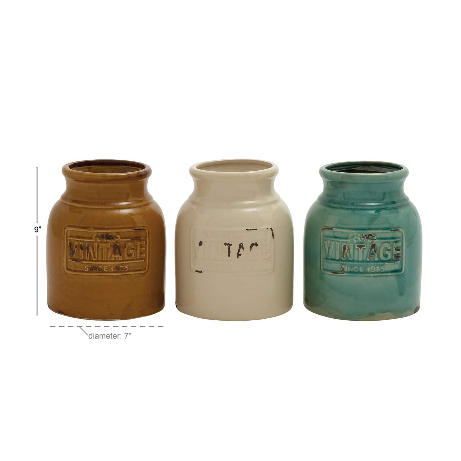 9&#x22; Terracotta Vintage Decorative Jar Set