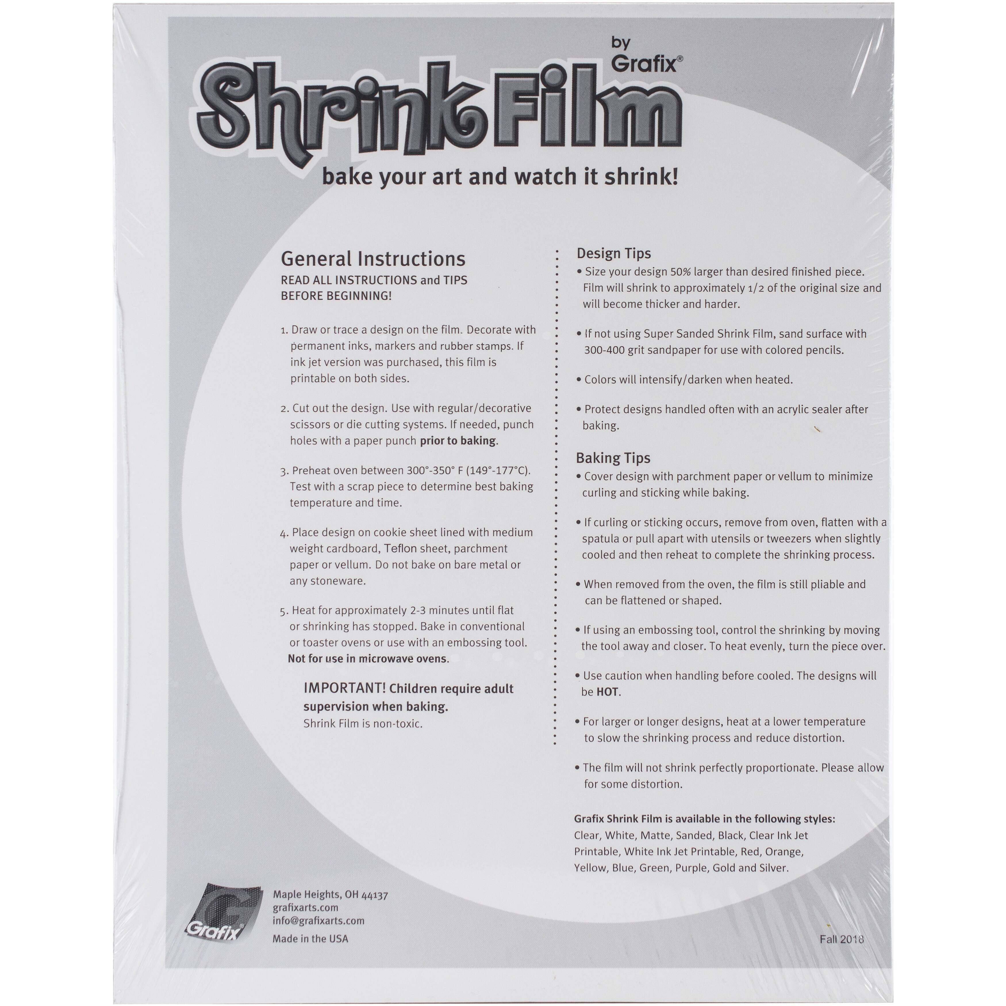 Grafix® Clear 8.5" x 11" Shrink Film, 50 Sheets