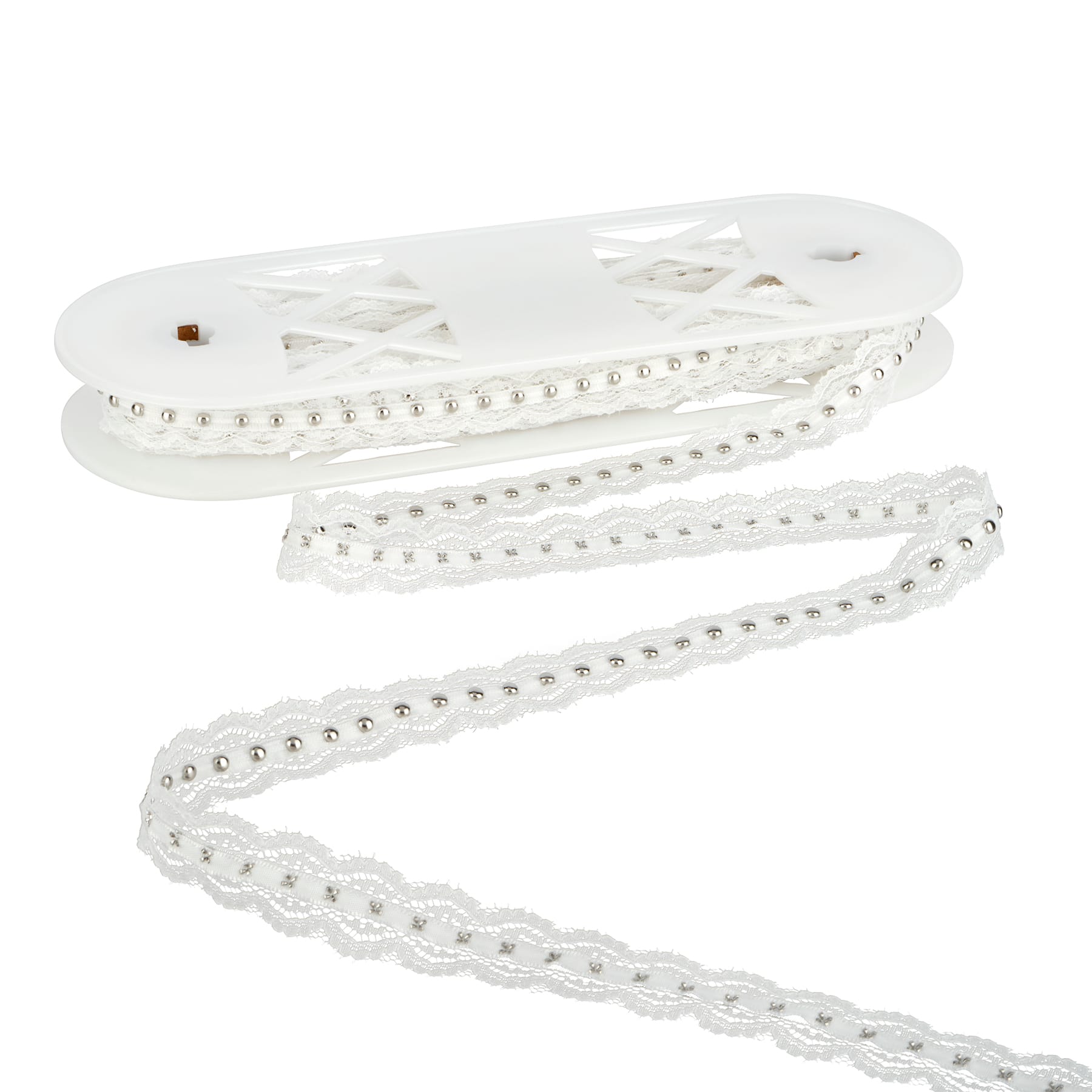 0.75&#x22; White Lace Trim with Beads by Celebrate It&#xAE;