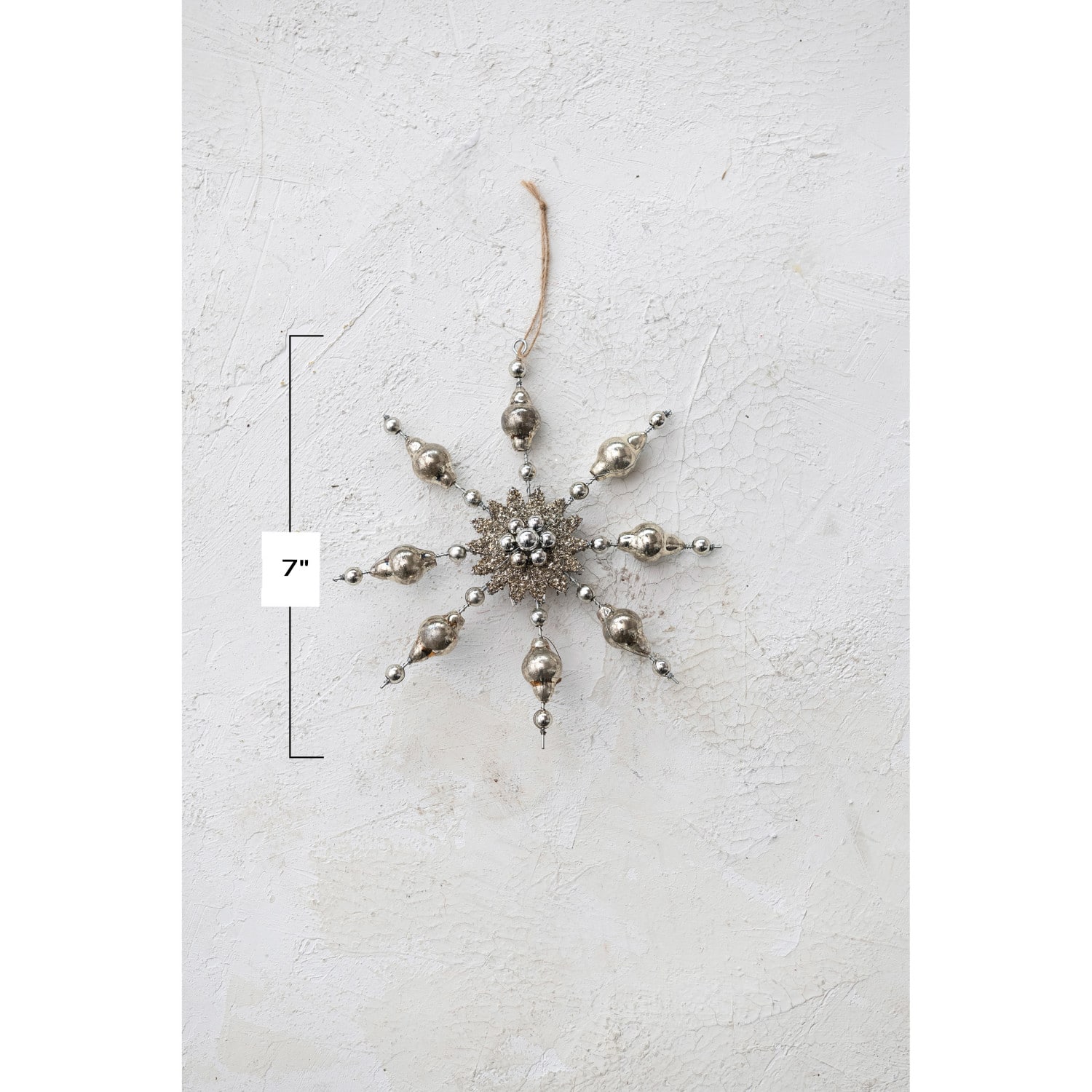 Hello Honey® 7" Silver Glass Snowflake Ornament