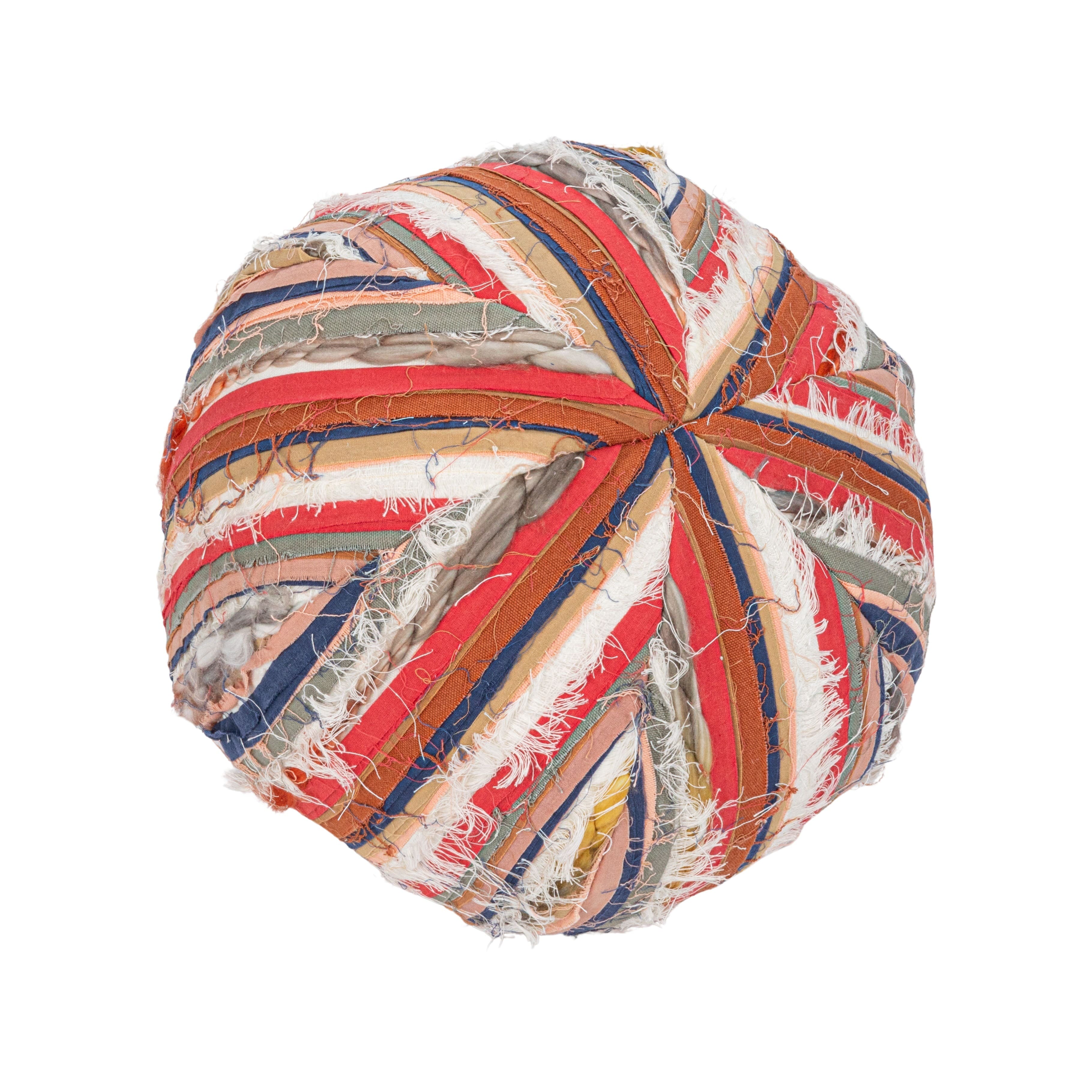 Hello Honey® 10" Multicolor Ripped Fabric Orb Pillow
