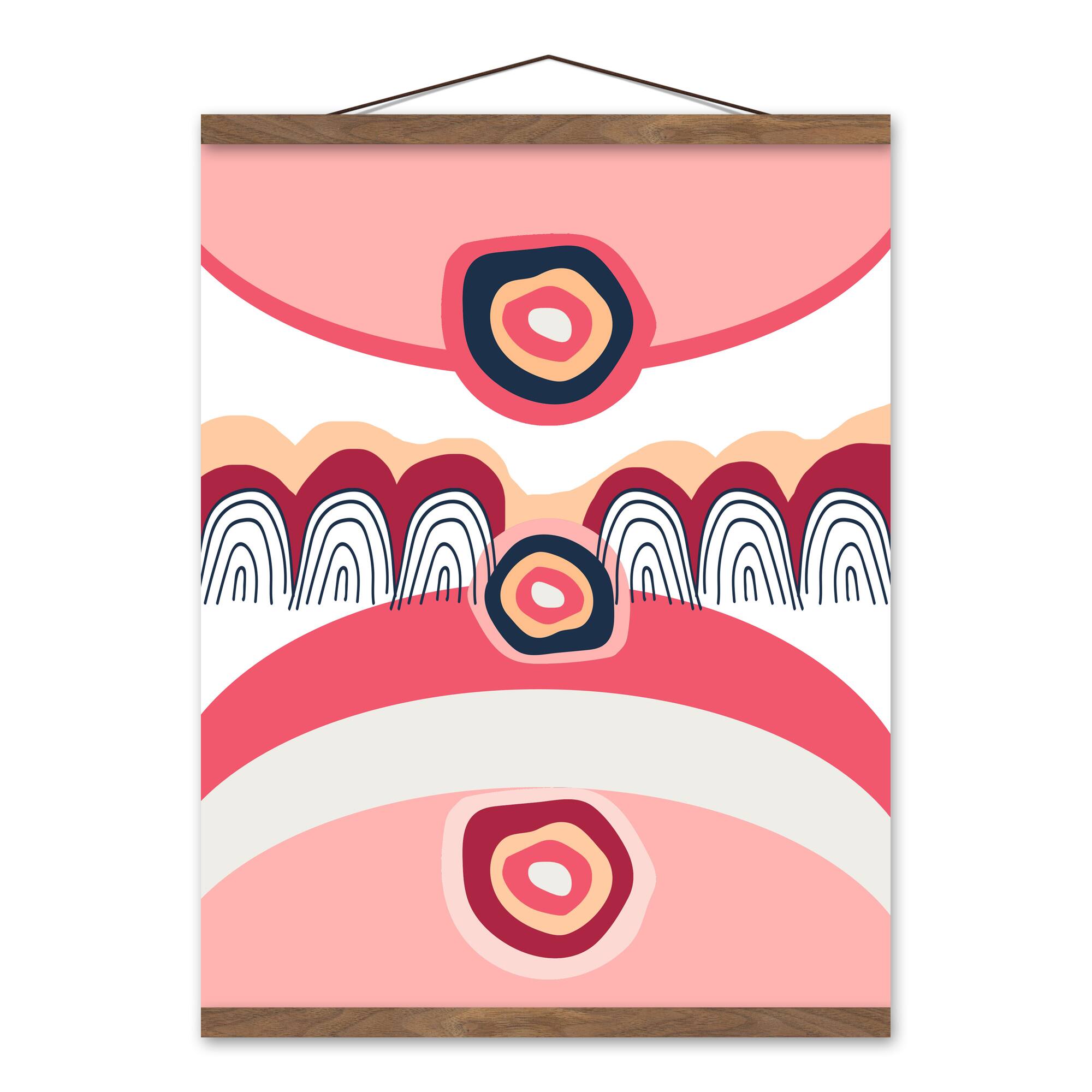 Funky Wave Pattern 16" x 20" Teak Hanging Canvas