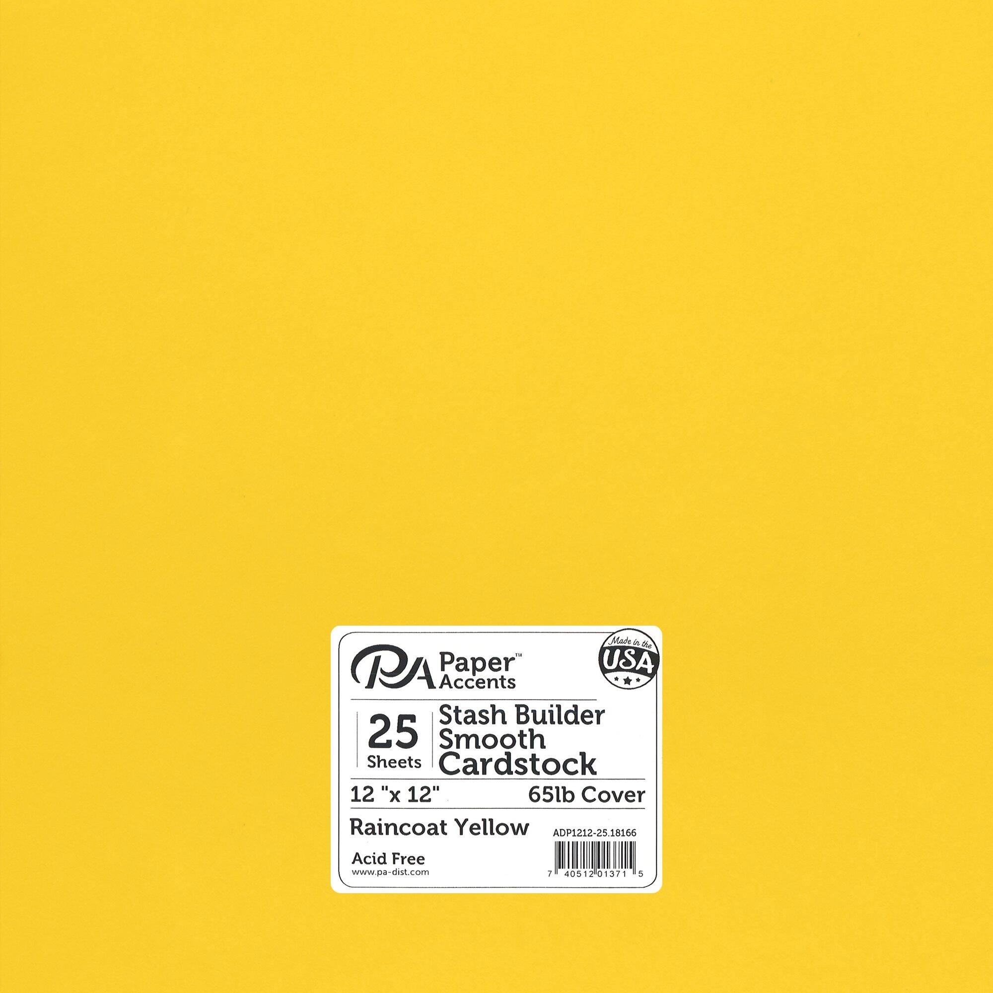 PA Paper™ Accents 12" x 12" Raincoat Yellow 65lb. Stash Builder Cardstock, 25 Sheets