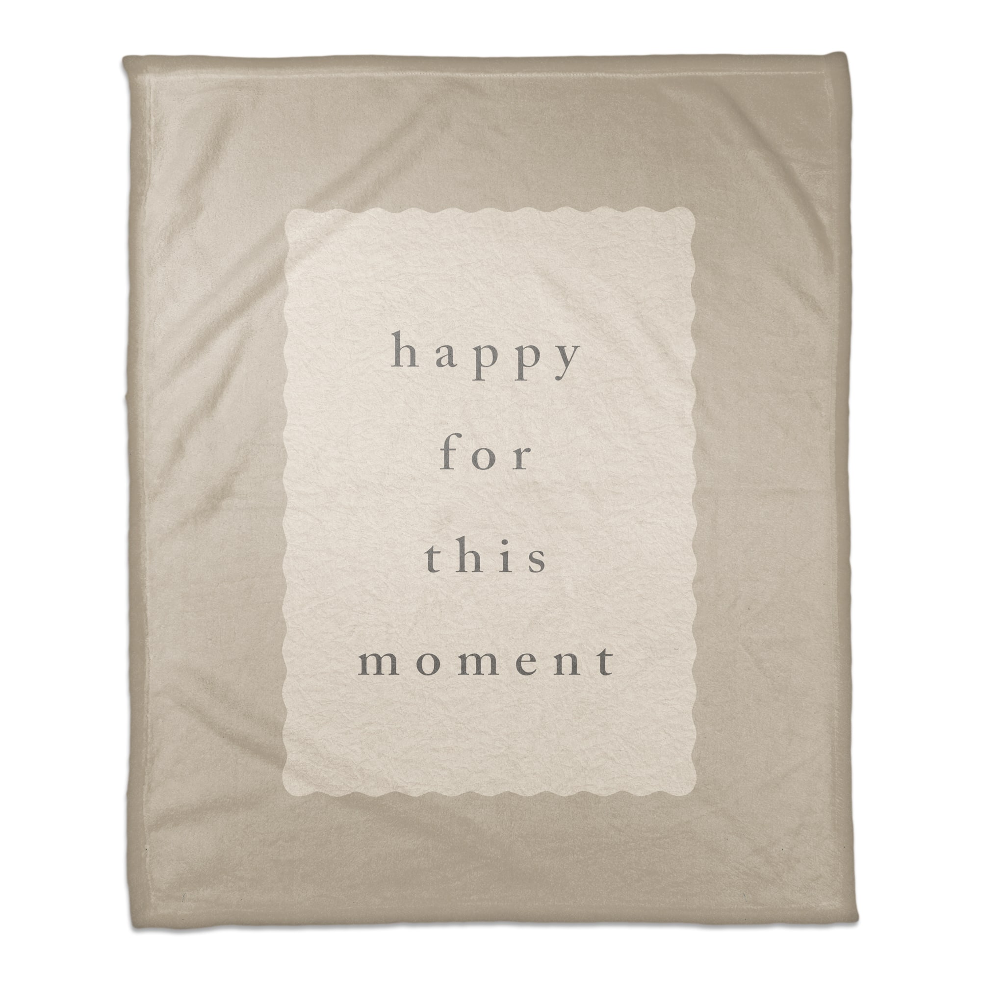 50" x 60" Beige Happy for This Moment Coral Fleece Throw Blanket