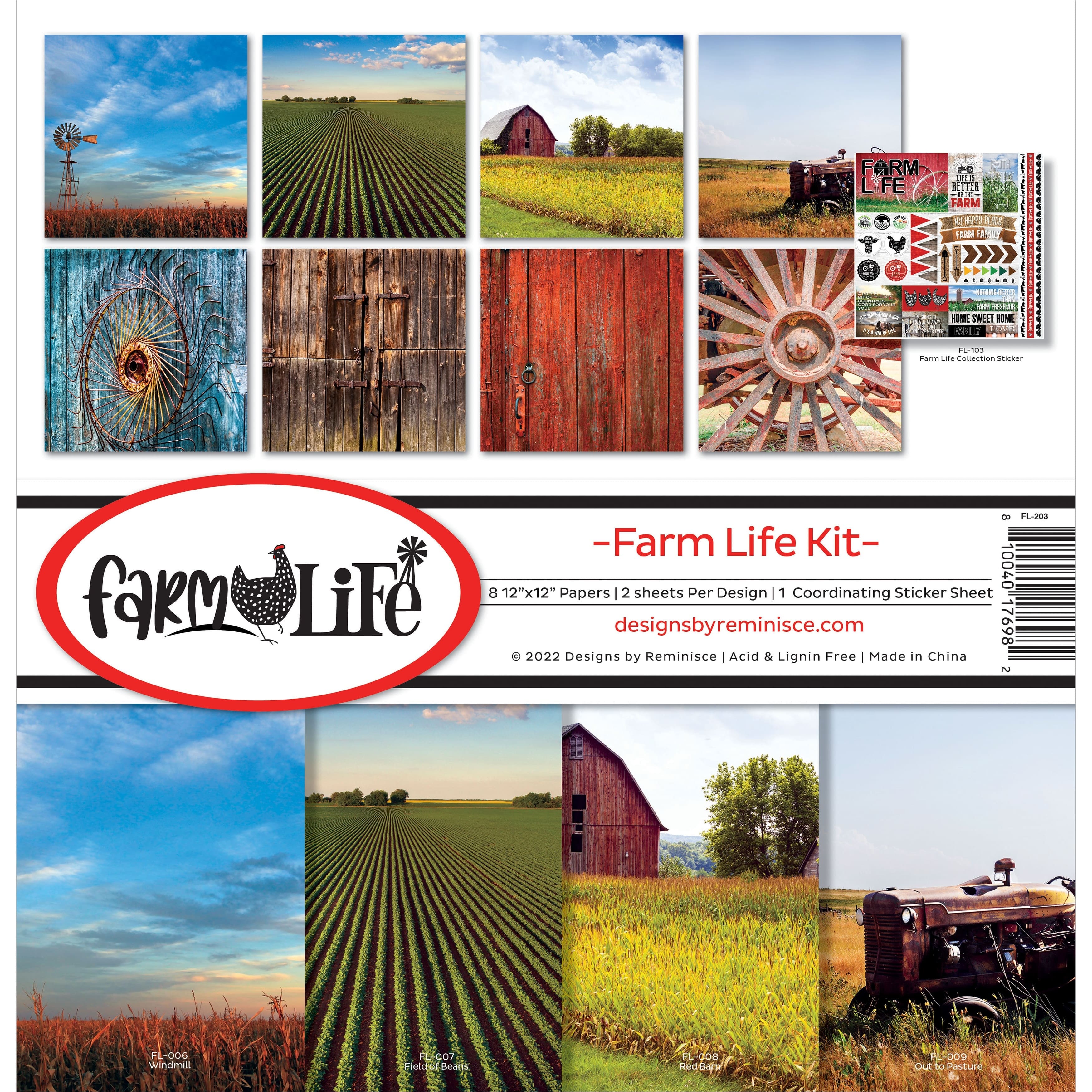 Reminisce Collection Kit 12&#x22; x 12&#x22;, Farm Life