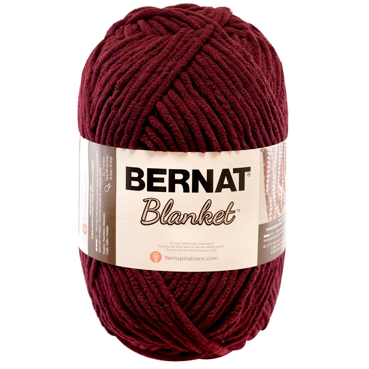 2 Pack of 300g/10.5oz Polyester Knitting/Crochet 7 Jumbo 97 Yards Bernat Blanket Extra Burgundy Plum Yarn 