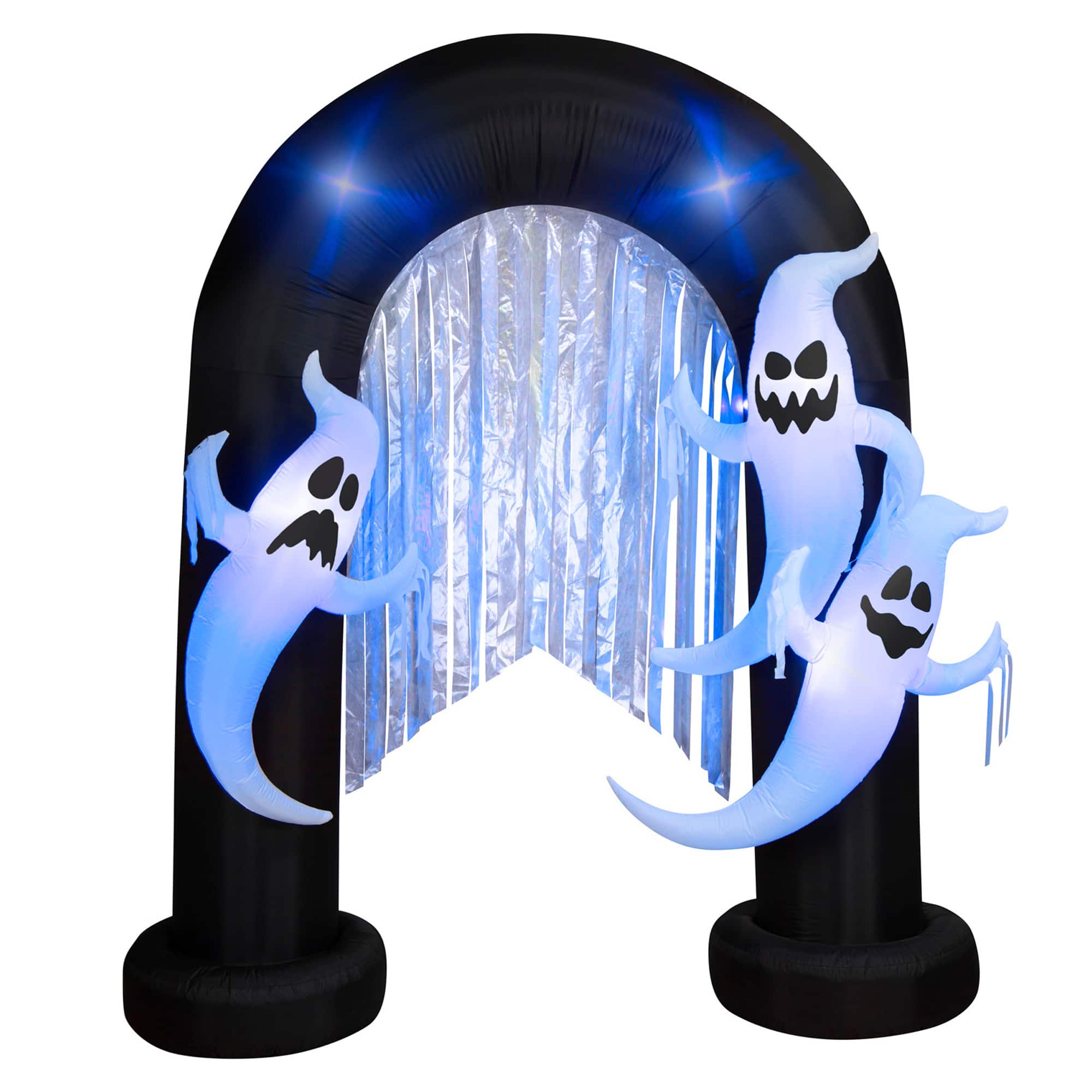 9ft. Airblown&#xAE; Halloween Inflatable Ghost Archway with Flickering Black Lights &#x26; Metallic Streamers