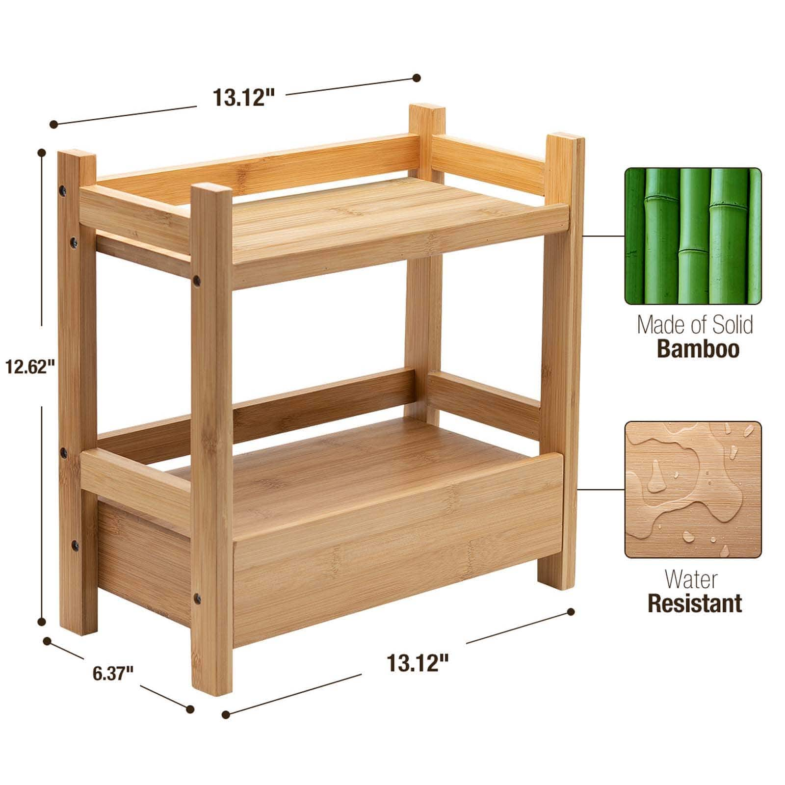 Sorbus 12.5&#x22; Bamboo Shelf with Drawer for Multi-Purpose Storage