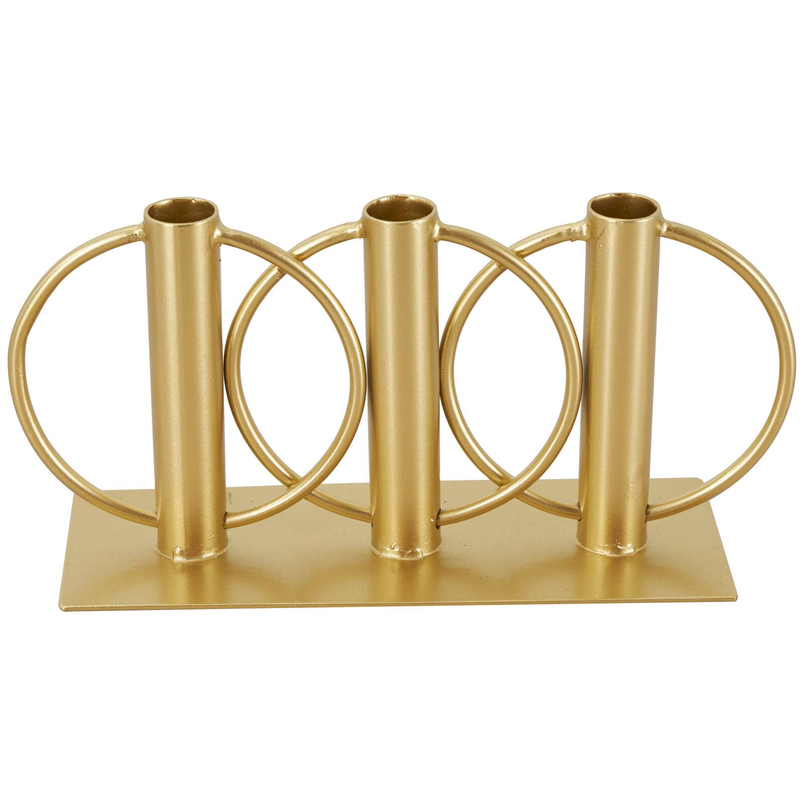 11" Gold Metal Overlapping Circular Ring Candelabra