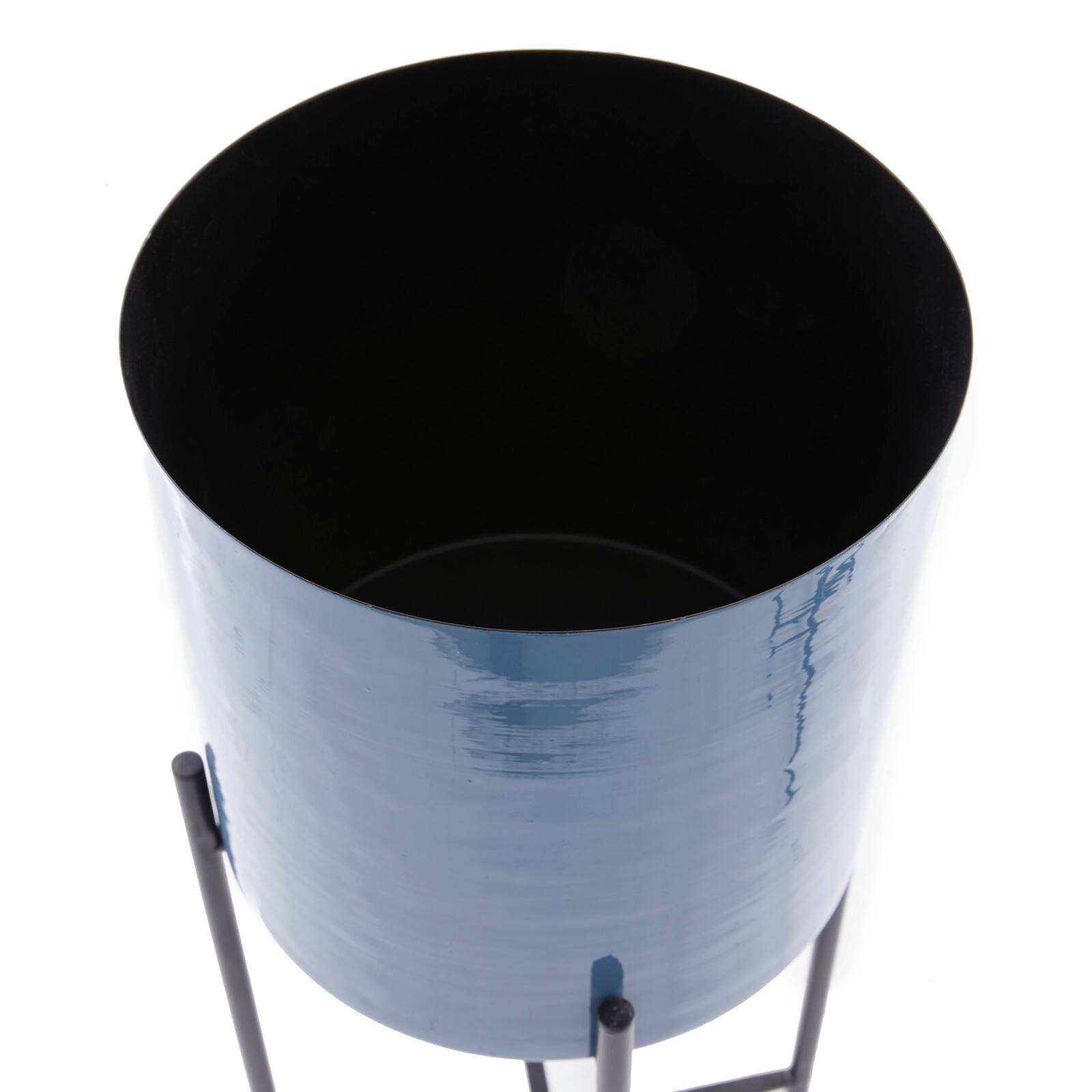 CosmoLiving by Cosmopolitan Set of 2 Blue Iron Contemporary Planter, 24" x 10" x 10"