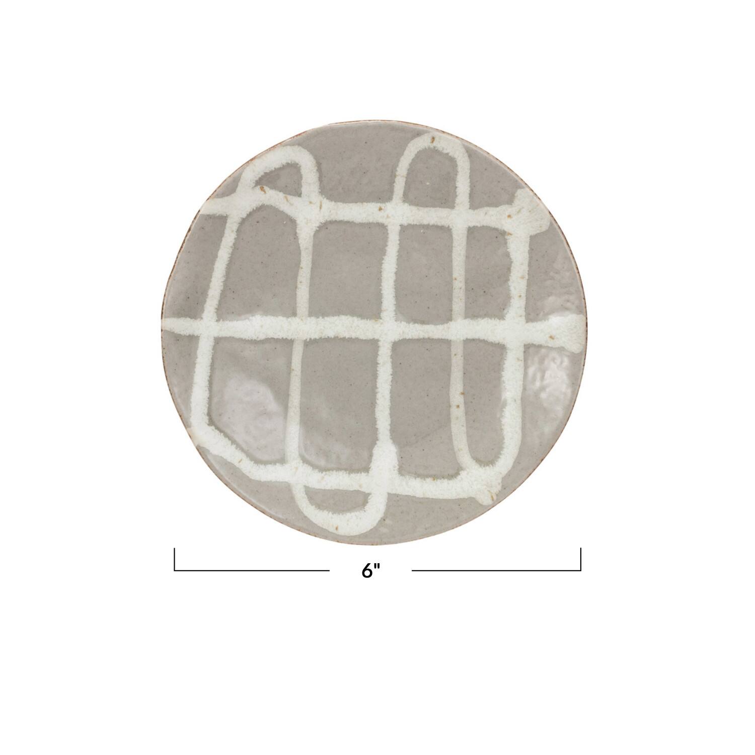 6&#x22; Gray &#x26; White Reactive Glaze Stoneware Plate, 6ct.