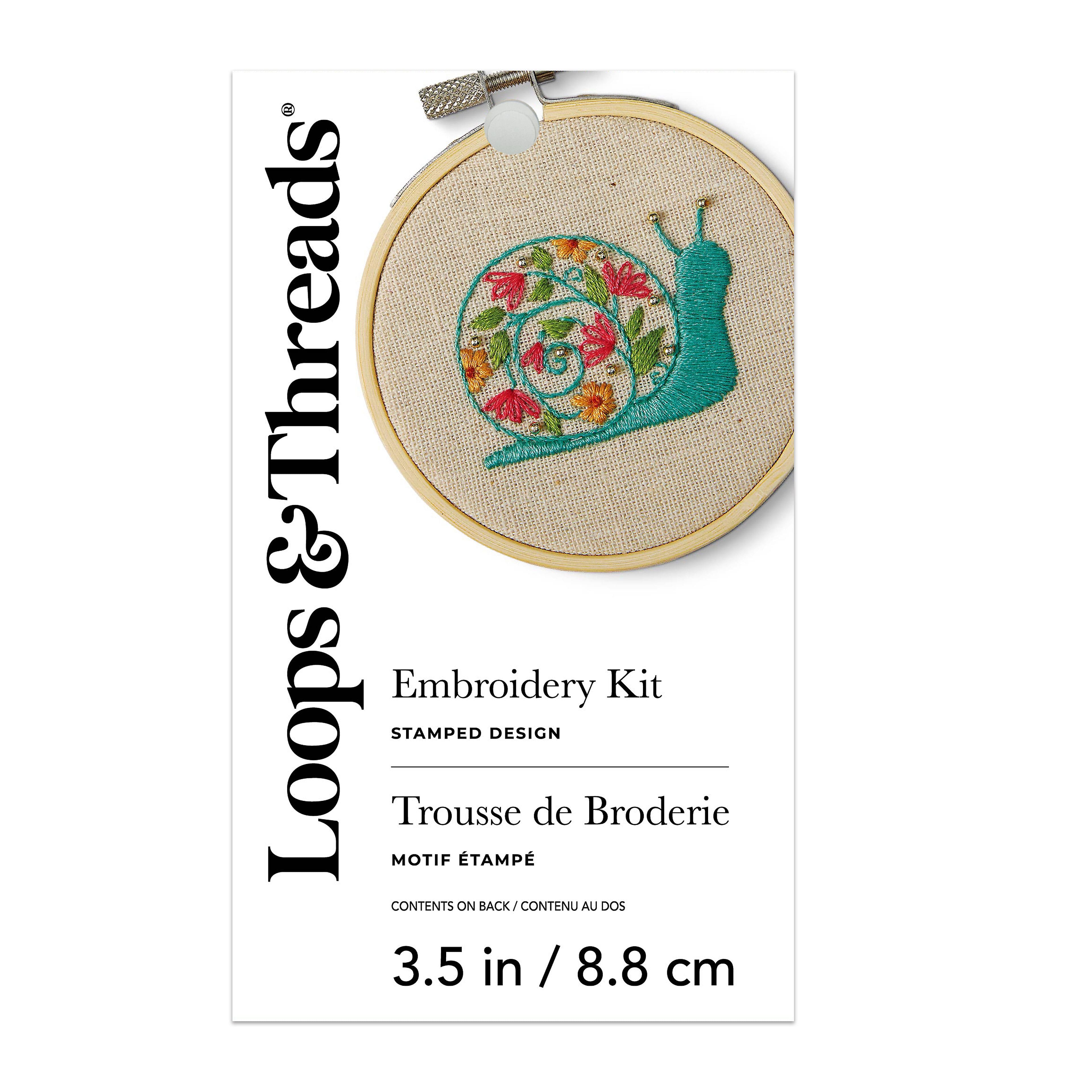 3.5&#x22; Snail Stamped Design Embroidery Kit with Hoop by Loops &#x26; Threads&#xAE;