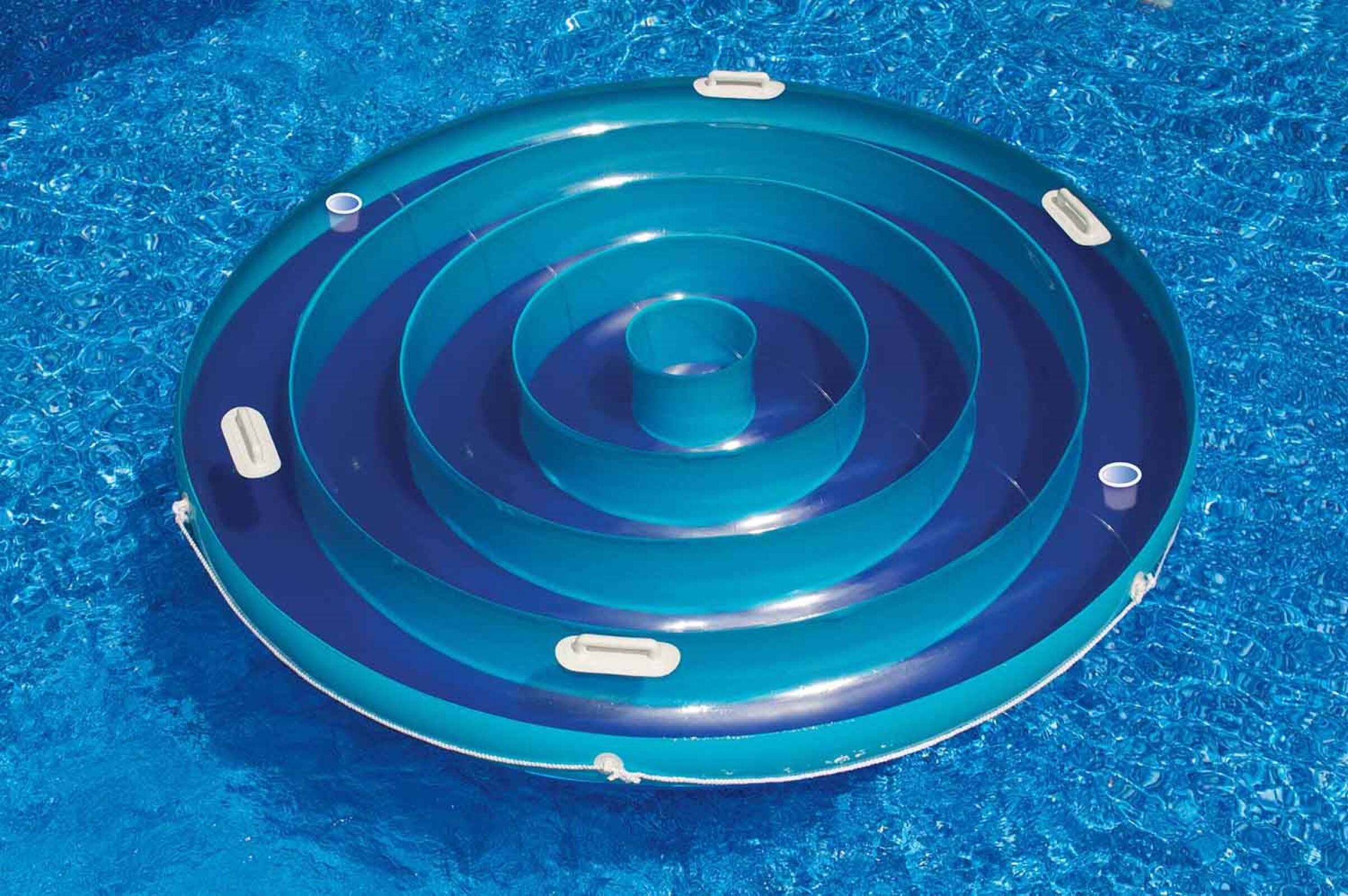 84" Solstice Inflatable Round Jumbo Island Swimming Pool Raft Lounger
