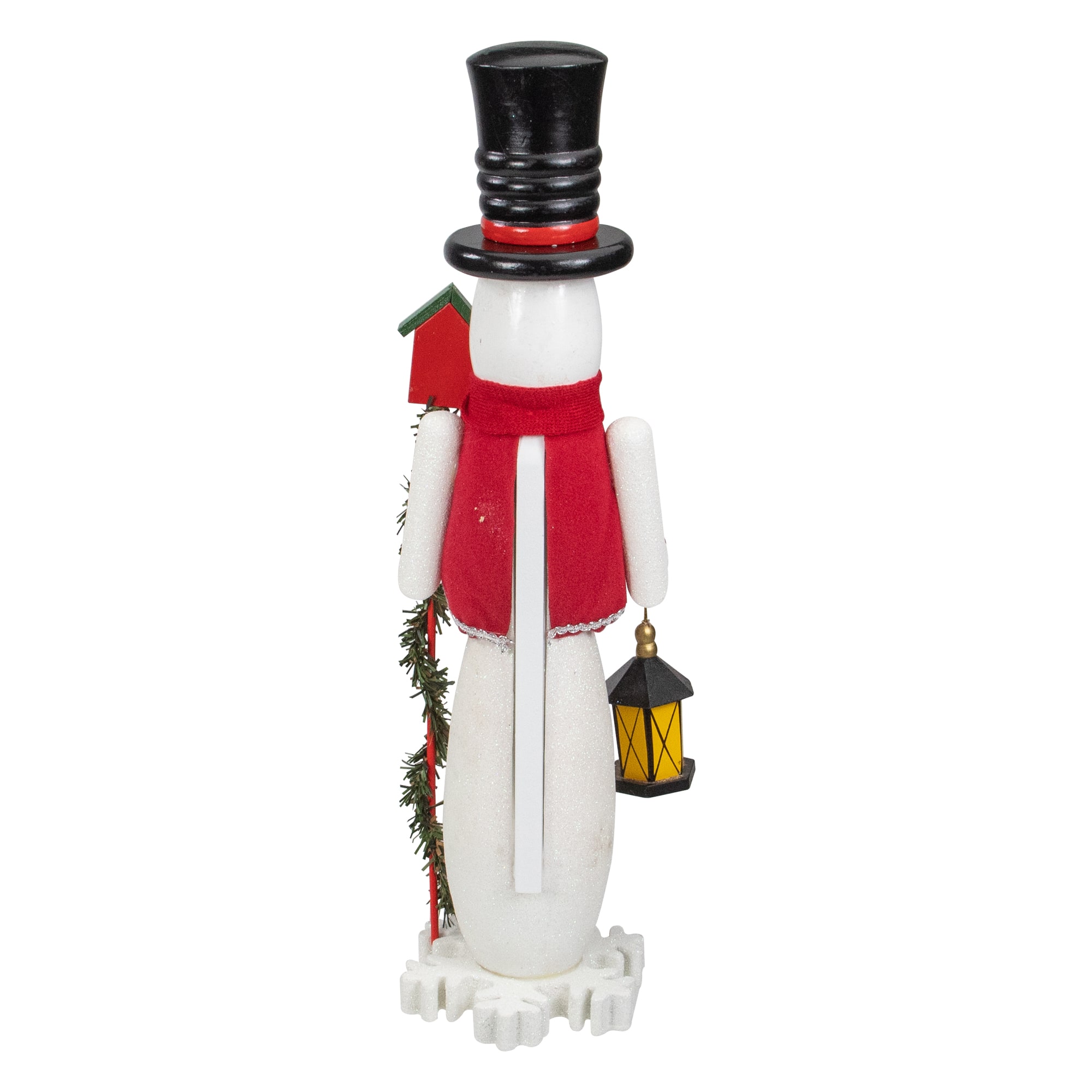 18" Glittered Wooden Snowman & Bird Nutcracker
