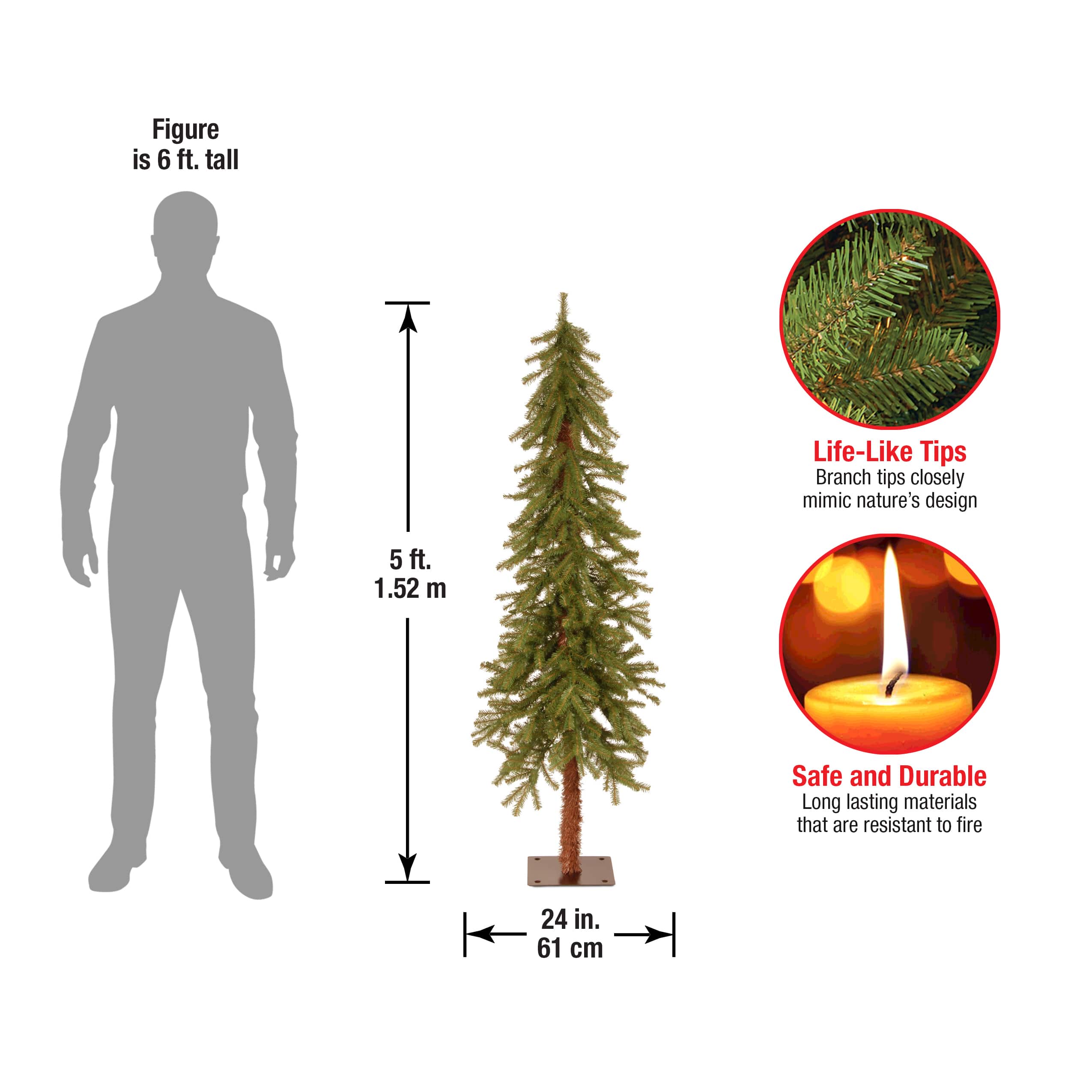 5 ft. Unlit Hickory Cedar Artificial Christmas Tree