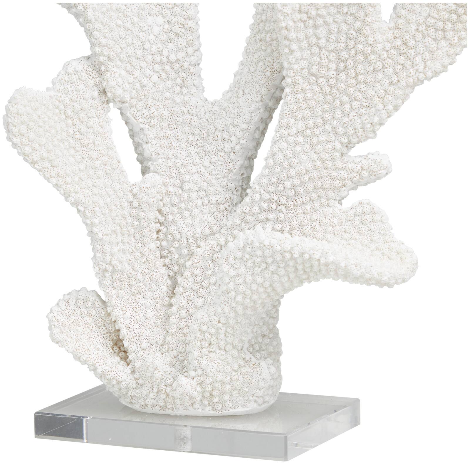16" White Polystone Tall Textured Coral Sculpture with Clear Acrylic Base