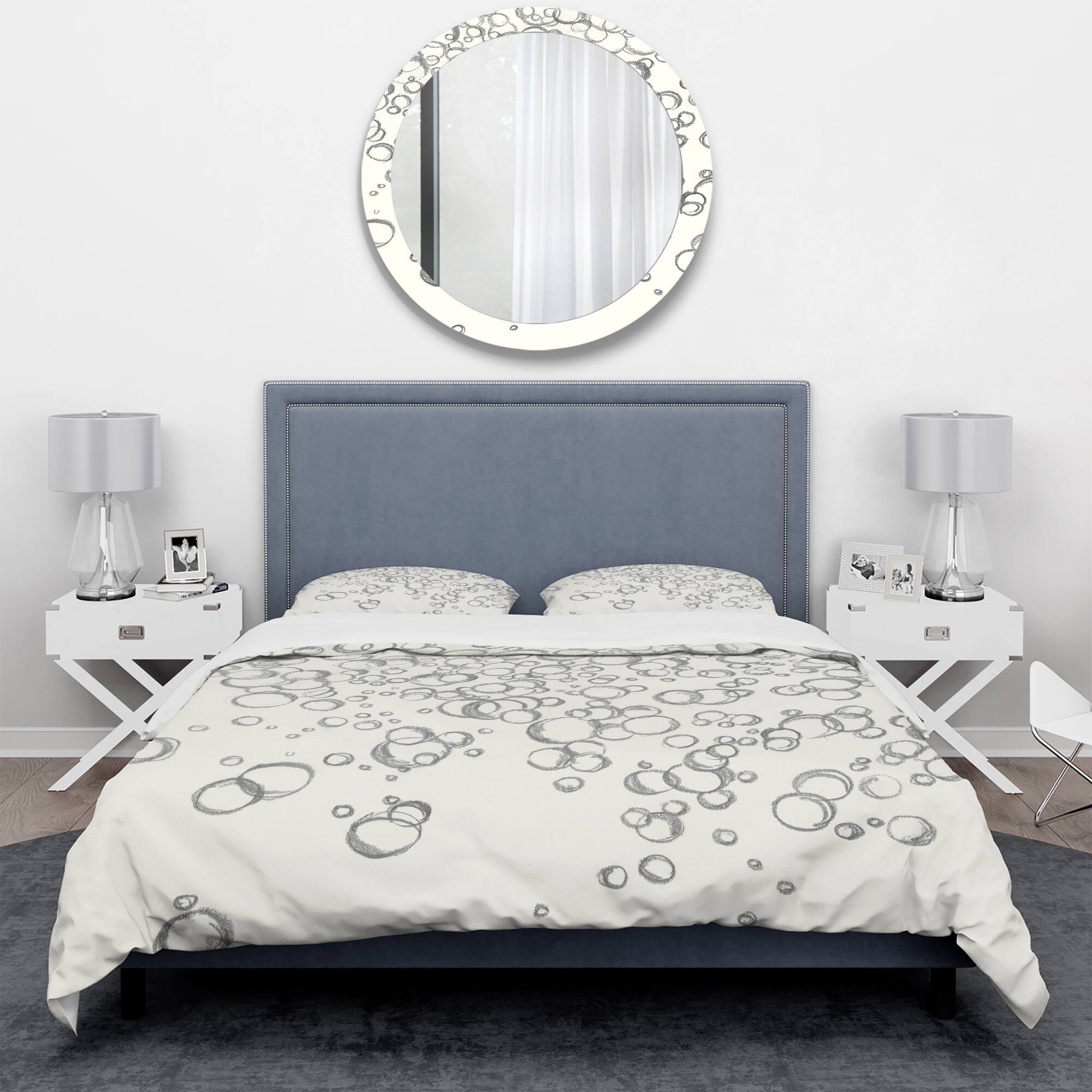 Designart &#x27;Simple Bubbles I&#x27; Geometric Bedding Set - Duvet Cover &#x26; Shams