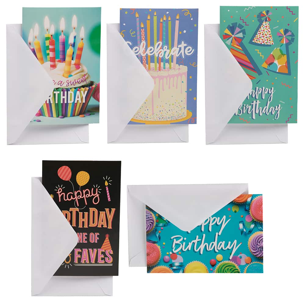 JAM Paper 4" x 6" Birthday Bash Assortment Cards & Matchings Envelope Set, 10ct.