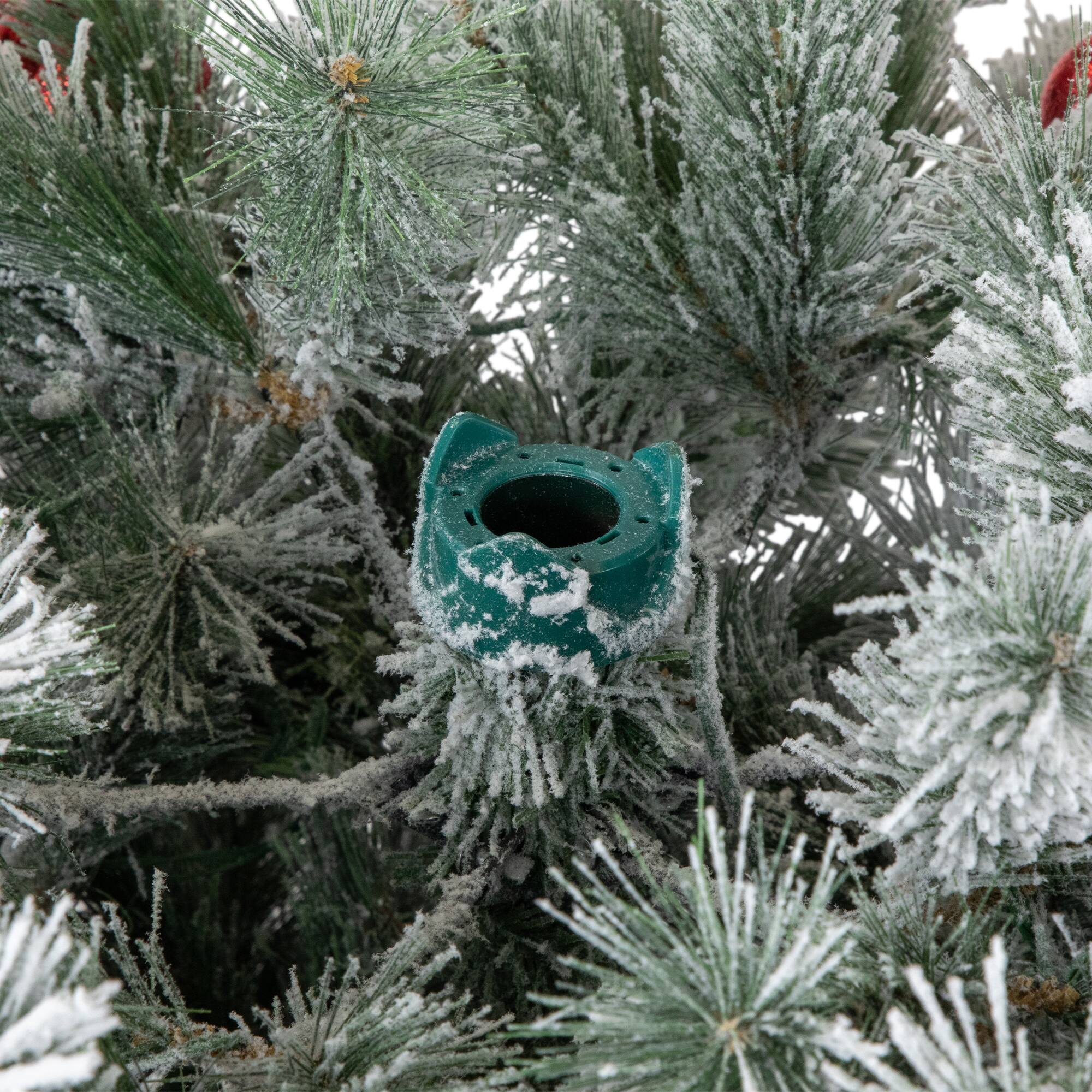 7.5ft. Pre-Lit Snowy Bristle Pine Artificial Christmas Tree with Ornaments, Warm White LED Lights