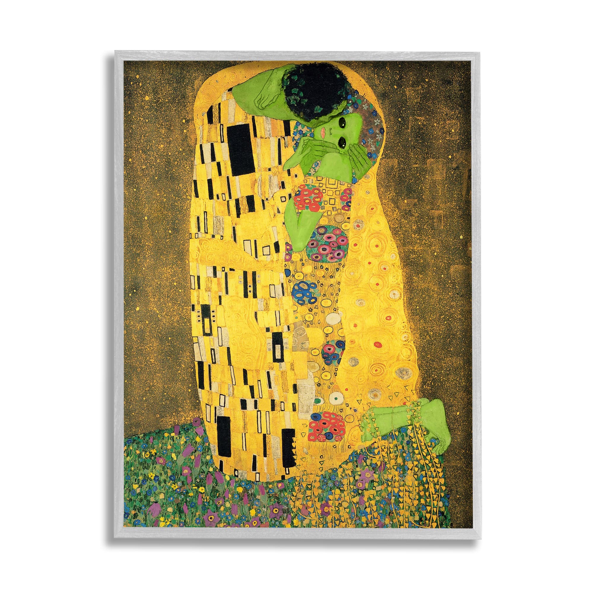 Stupell Industries Funny Classic Klimt Aliens Framed Giclee Art