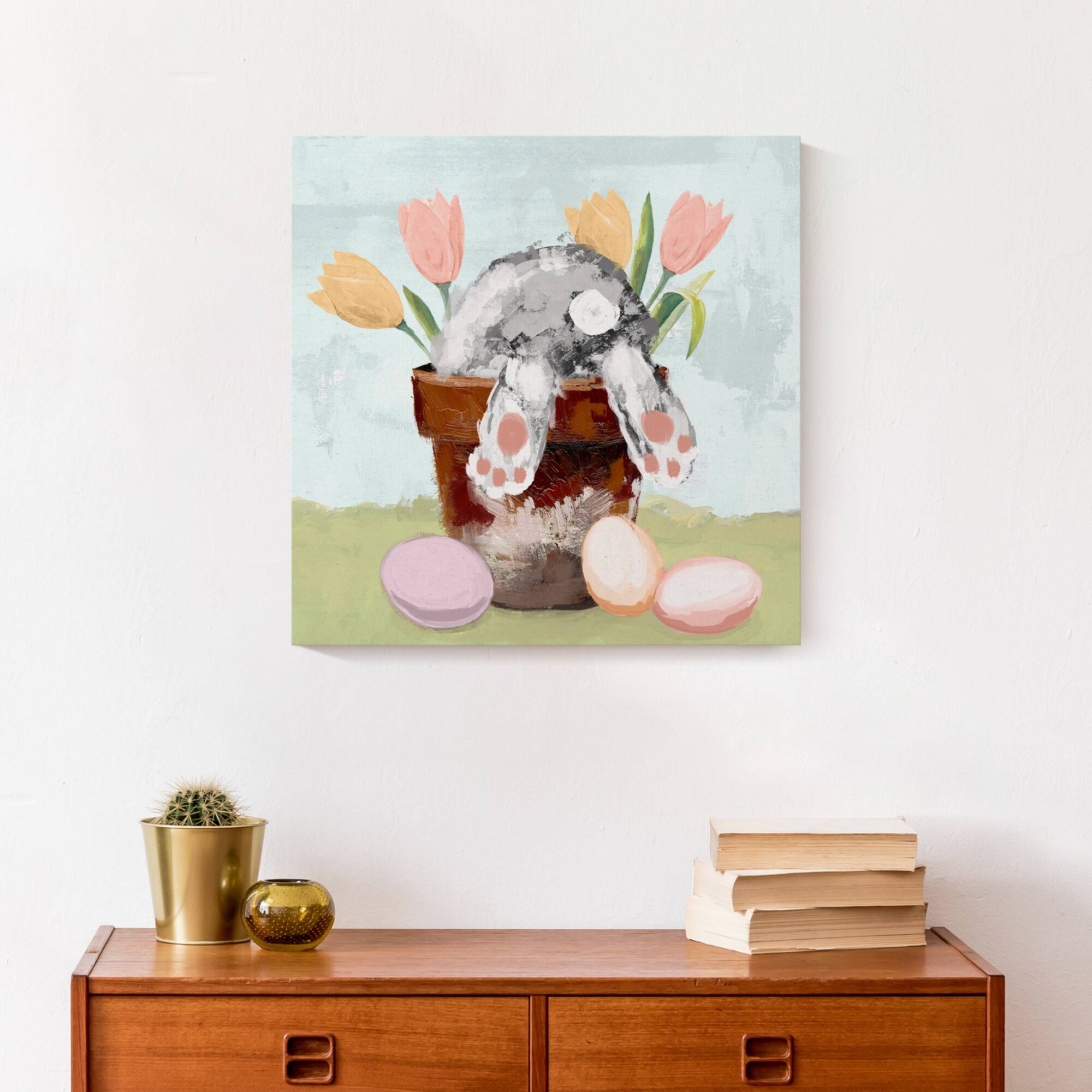Bunny in Pot 16" x 16" Canvas Wall Art