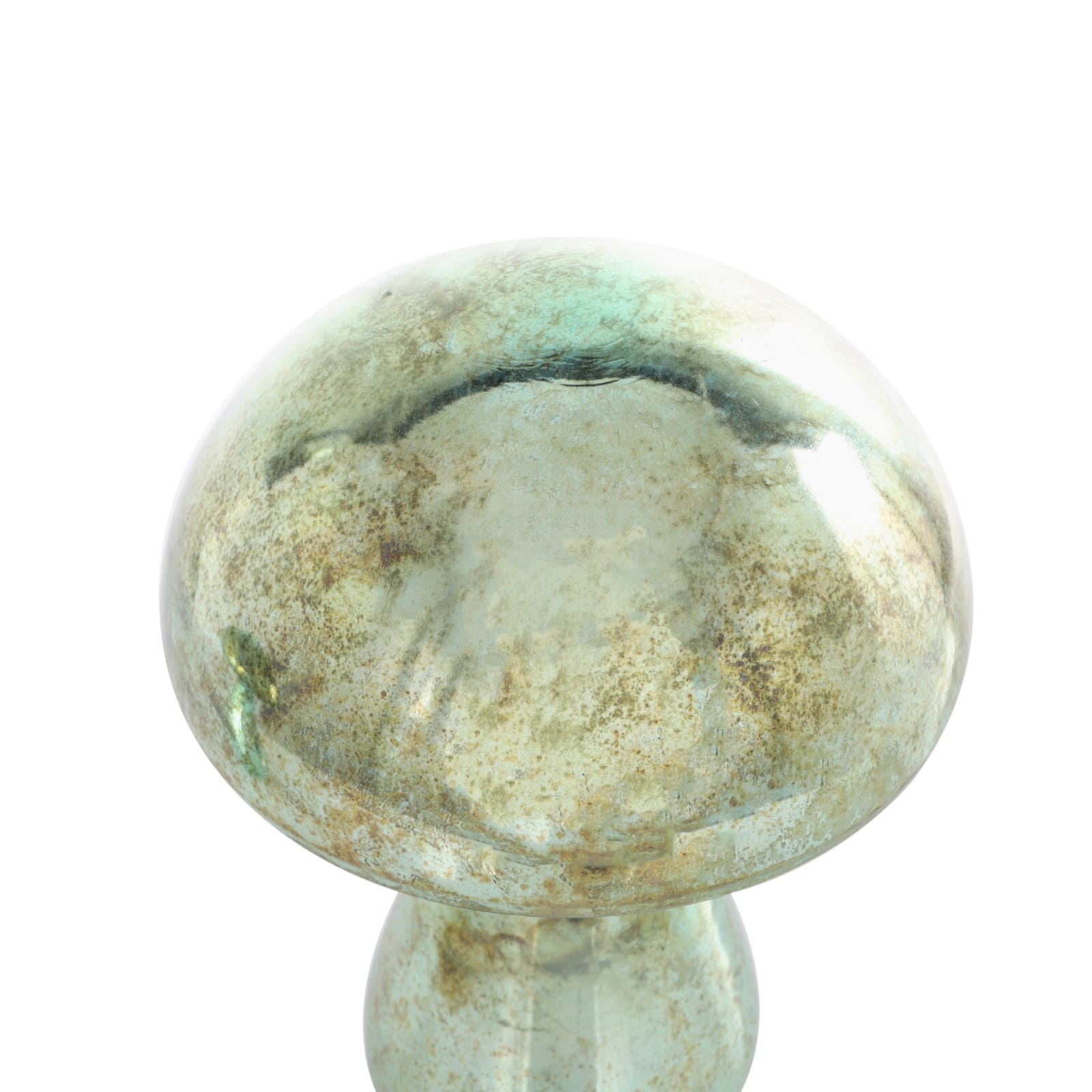 Green Glass Mushroom Sculpture Set