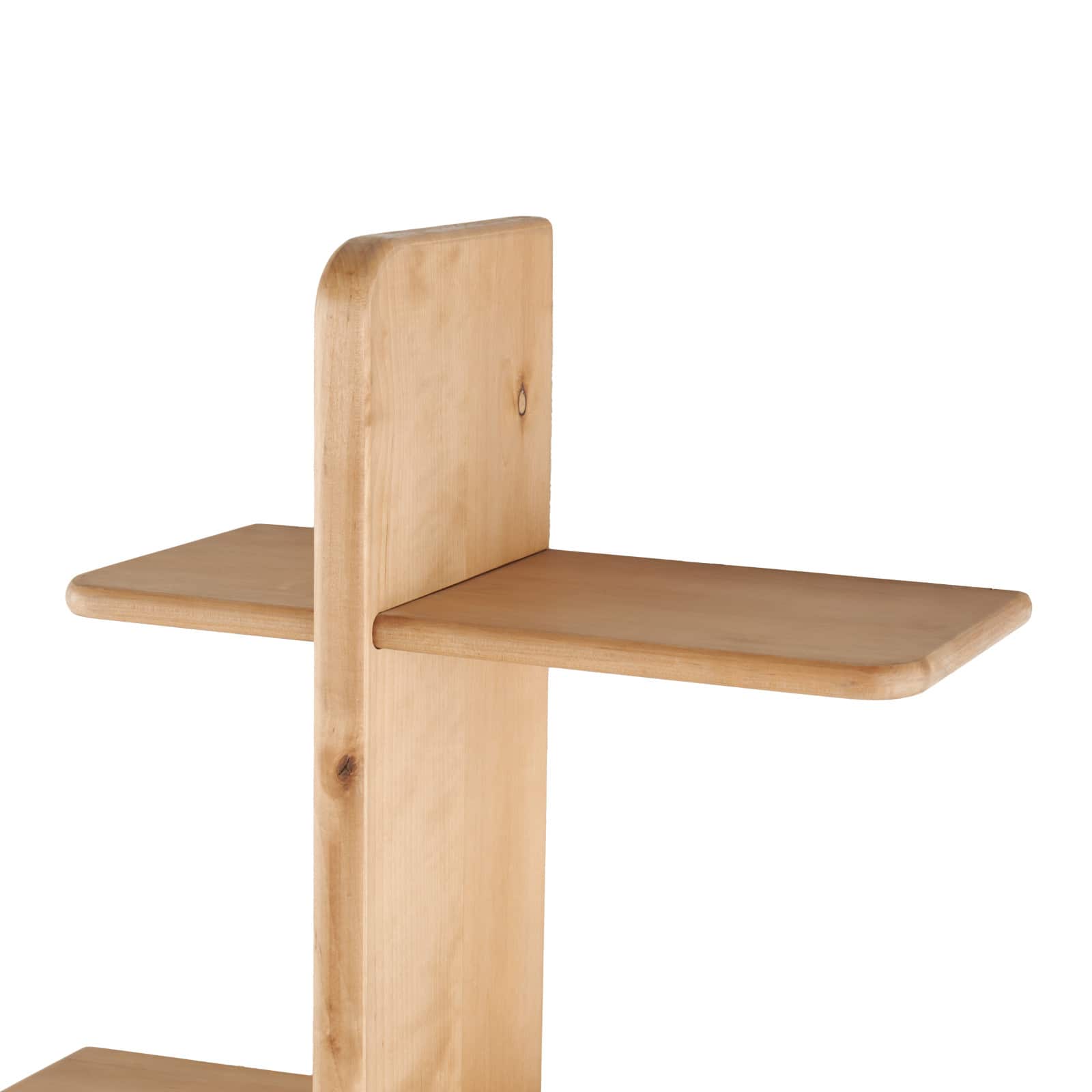 19" x 33" 6-Shelf Light Brown Wood Handmade Wall Shelf