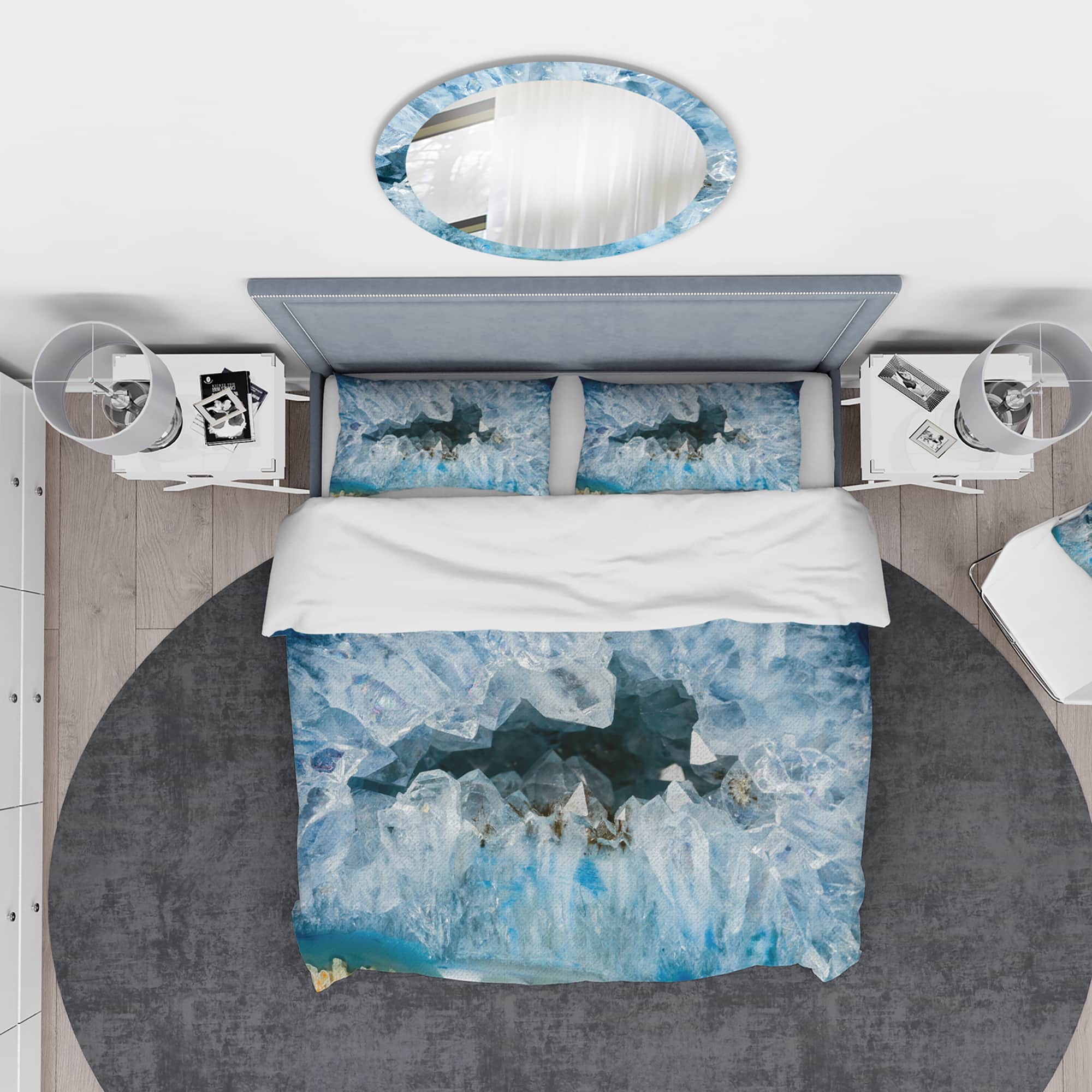 Designart &#x27;Geode Interior with Light Blue crystals&#x27; Mid-Century Modern Bedding Set - Duvet Cover &#x26; Shams