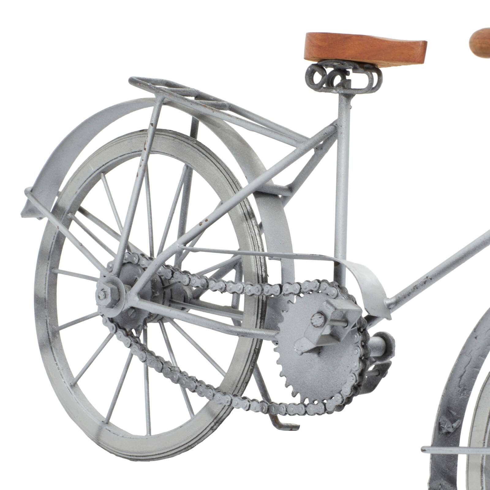 19&#x22; Silver Metal Vintage Bicycle Sculpture