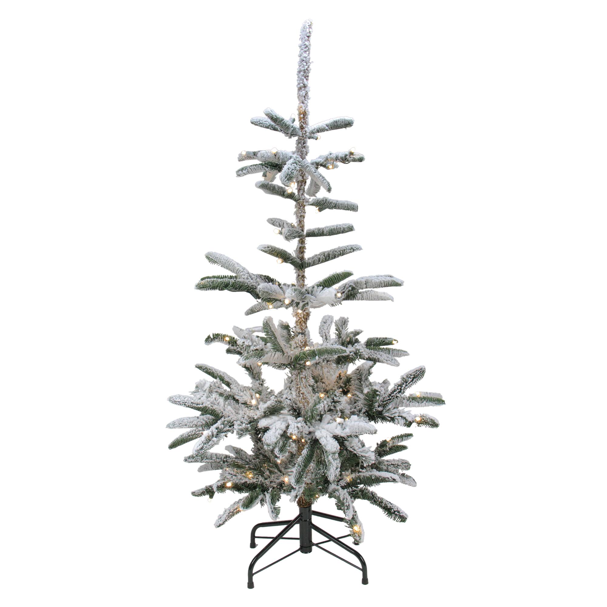 6.5ft. Pre-Lit Flocked Nordmann Fir Artificial Christmas Tree, Warm White LED Lights