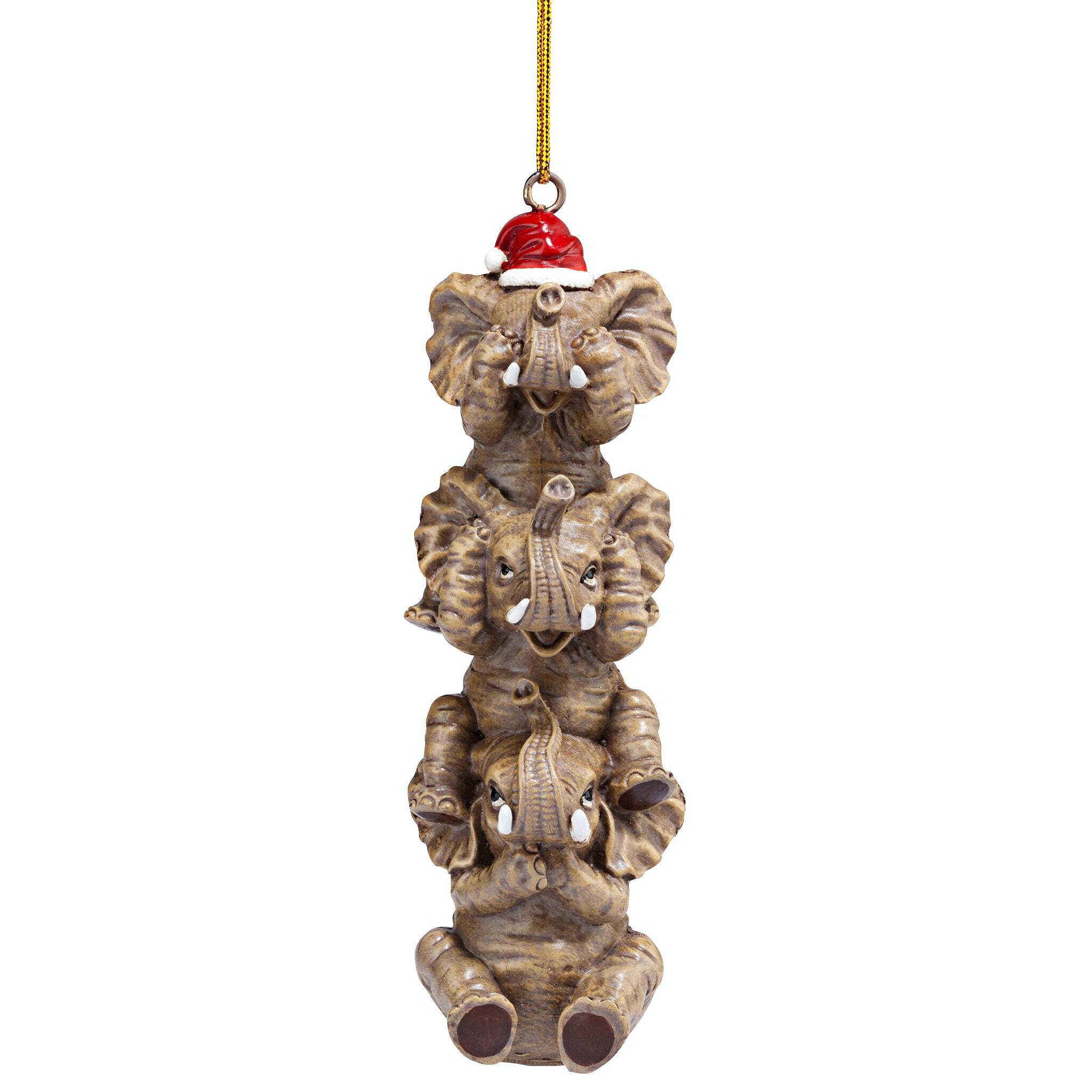 See, Speak, Hear No Evil Elephant Ornaments, 3ct.