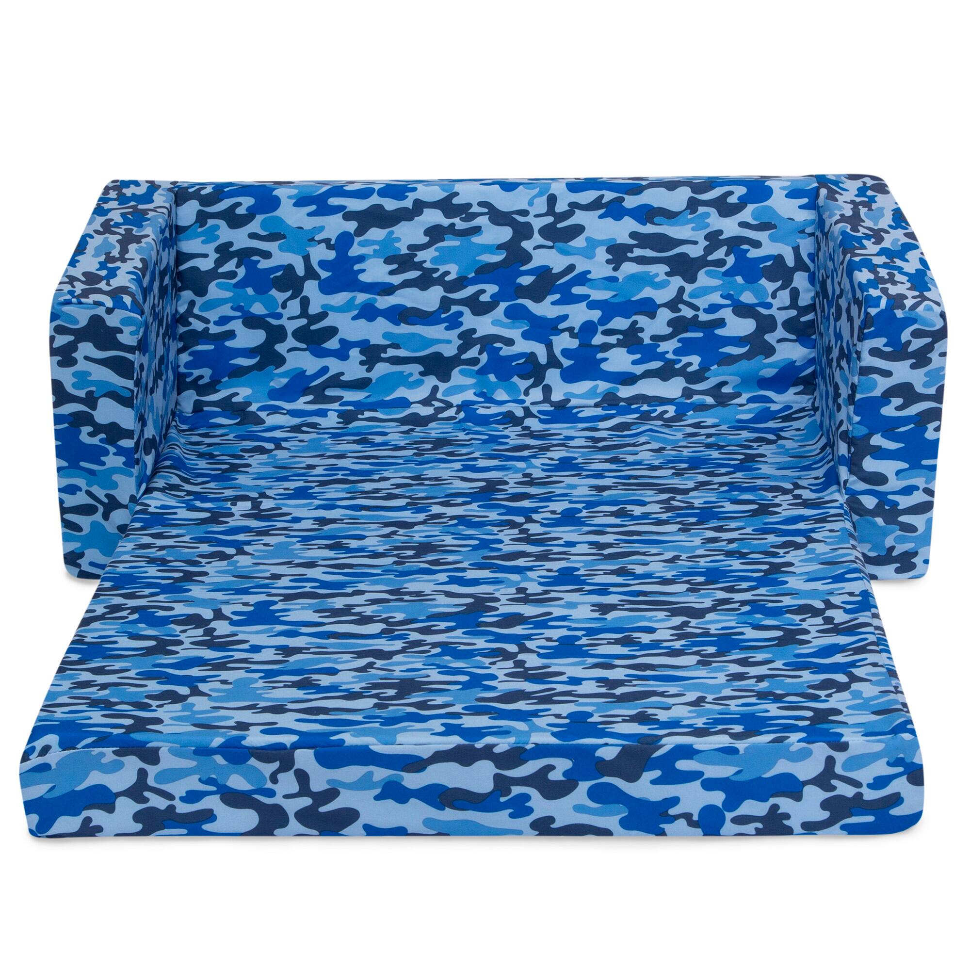 Delta Children 30&#x22; Blue Camo Cozee Flip Out 2-in-1 Convertible Chair to Lounger