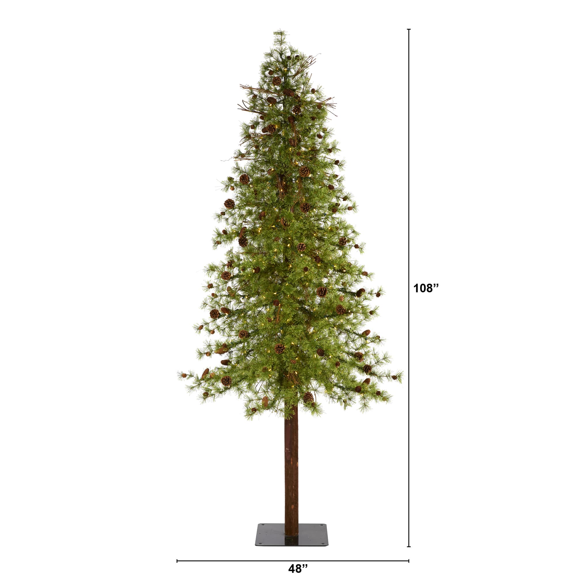 9ft. Pre-Lit Wyoming Alpine & Pinecone Artificial Christmas Tree, Clear LED Lights